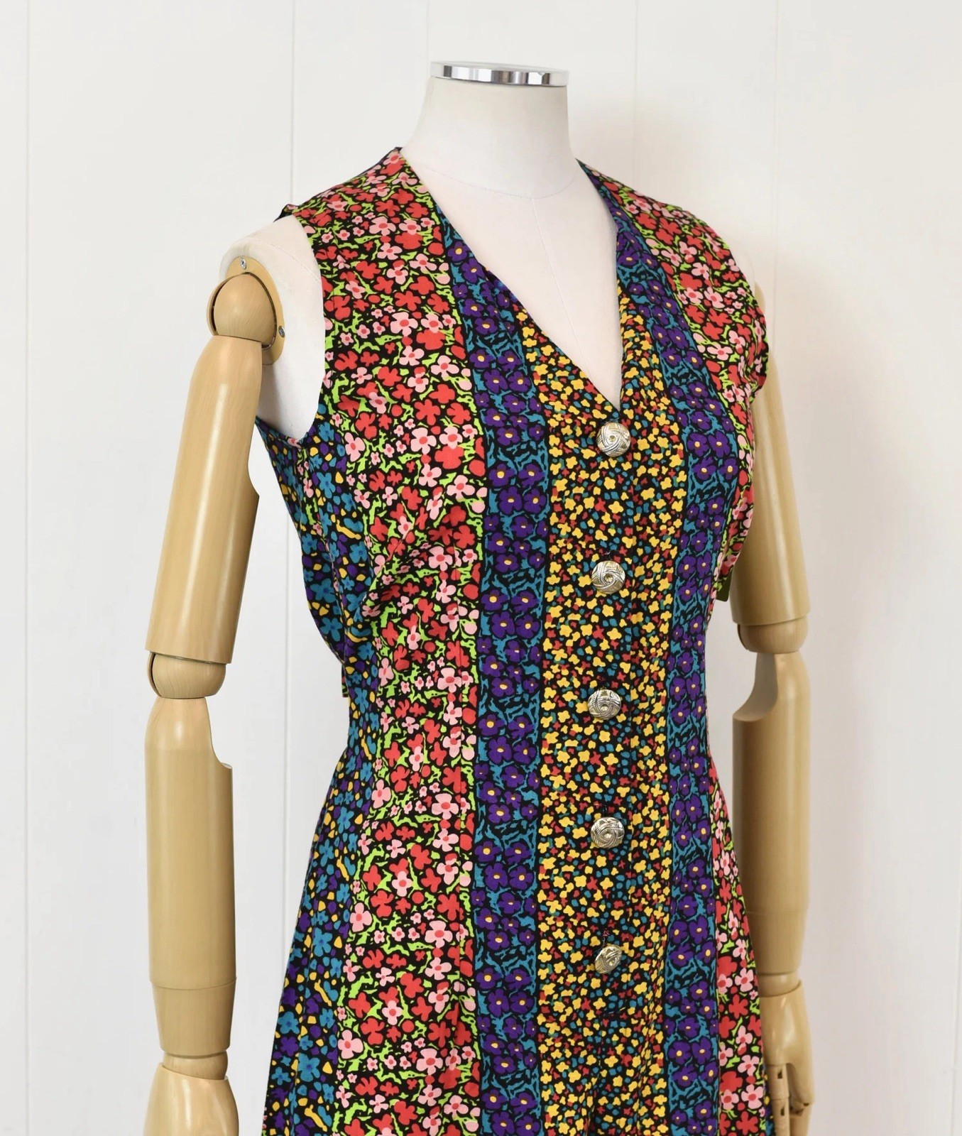 Vtg 80s Floral Colorful Cotton One Piece Romper Jumpsuit Deadstock with Tag