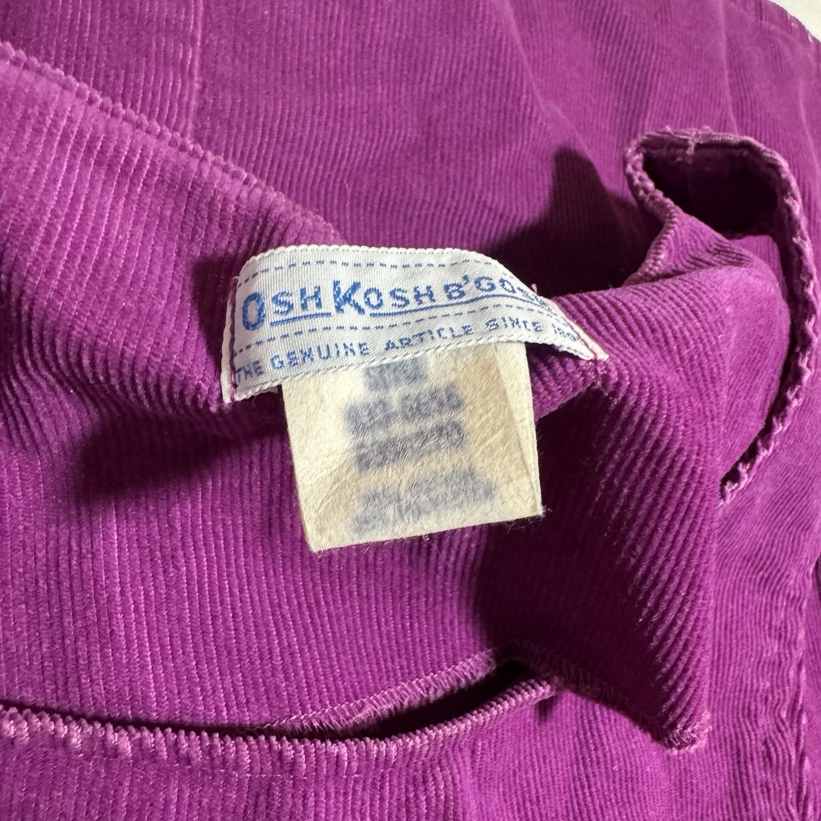 Vintage OshKosh Bgosh Purple Corduroy Pinafore Jumper Dress Midi 9 Cottagecore