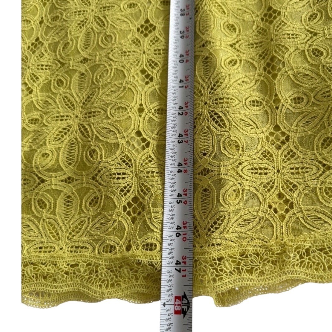 Anthropologie Yellow Lace Midi Dress Puff Sleeve Cottagecore Romantic Size 8