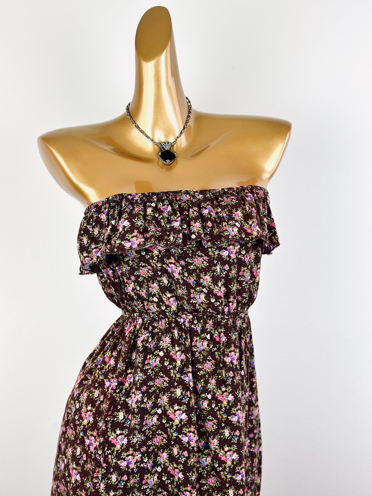 Vintage VTG 90s grunge strapless floral sundress/ tube top
