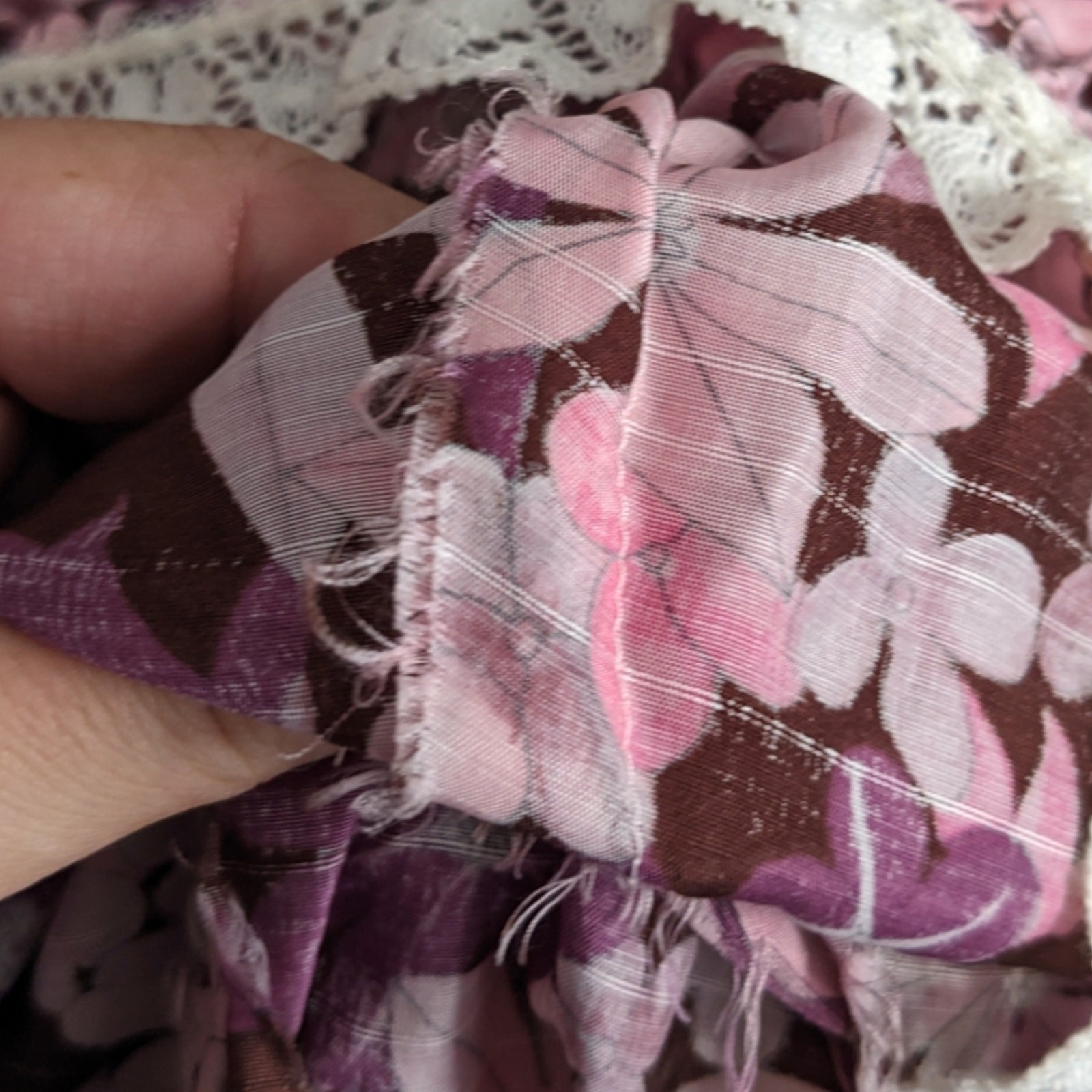 Midcentury 50s 60s Orchid Plum Purple Tropical Silk Scoop Neck Patio Dress XS