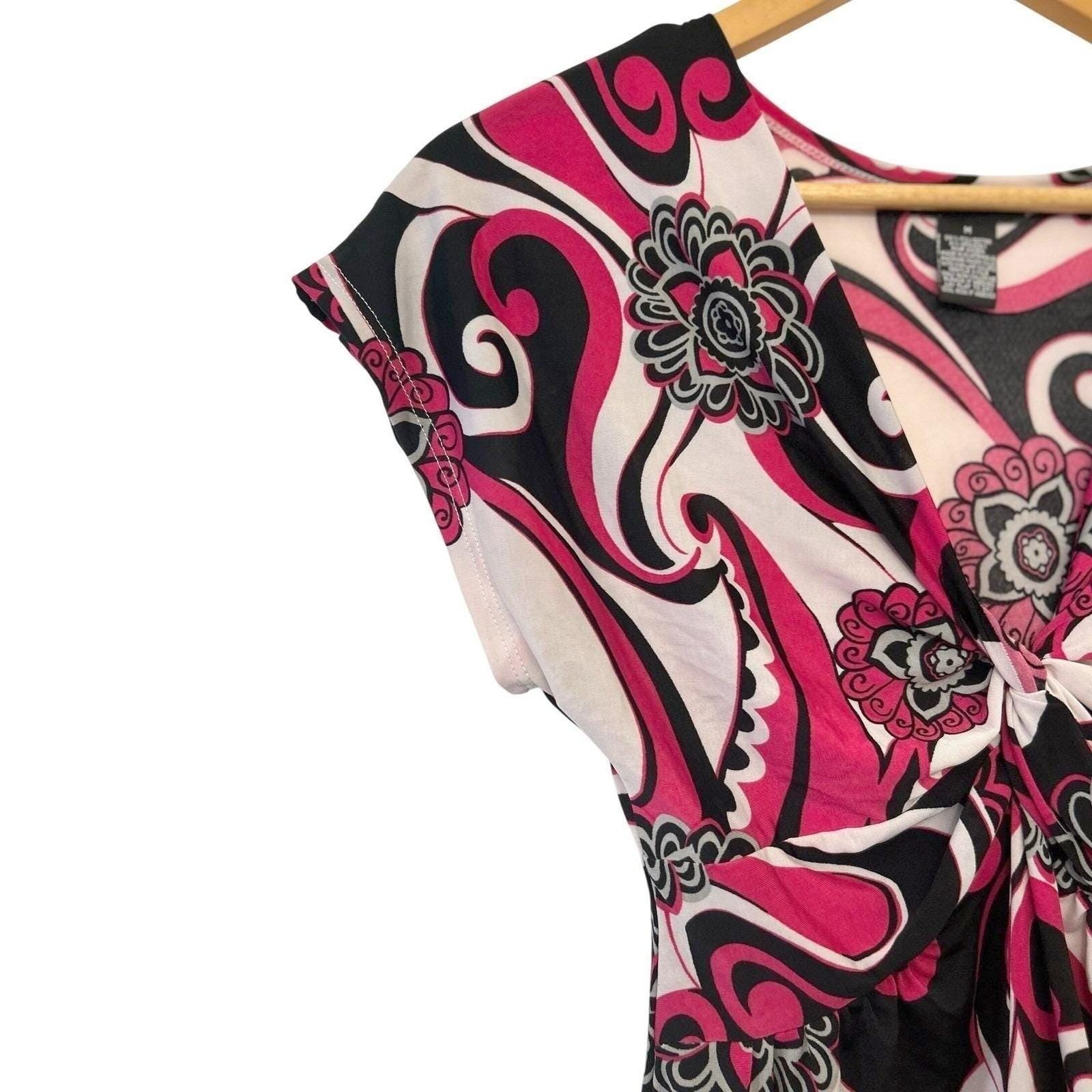 Vintage Y2K Statement Abstract Knot Front Semi Sheer Blouse M Cybergoth Top