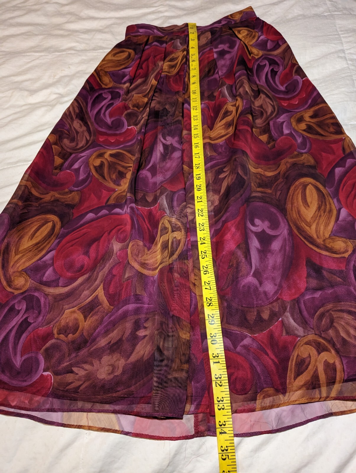CITY GIRL Skirt Blouse Set Womens Sz 10 PAISLEY Burgundy Purple GORGEOUS VTG