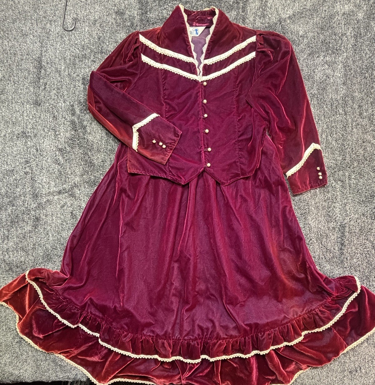 VTG 80s Miss Rodeo America Pageant Velvet 2 Piece Set Dress Jacket Set 13/14