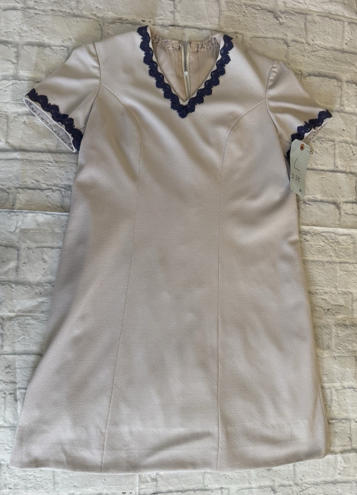 Vintage Soft lavender – shift dress – 1970’s Style- Dark Purple Trim