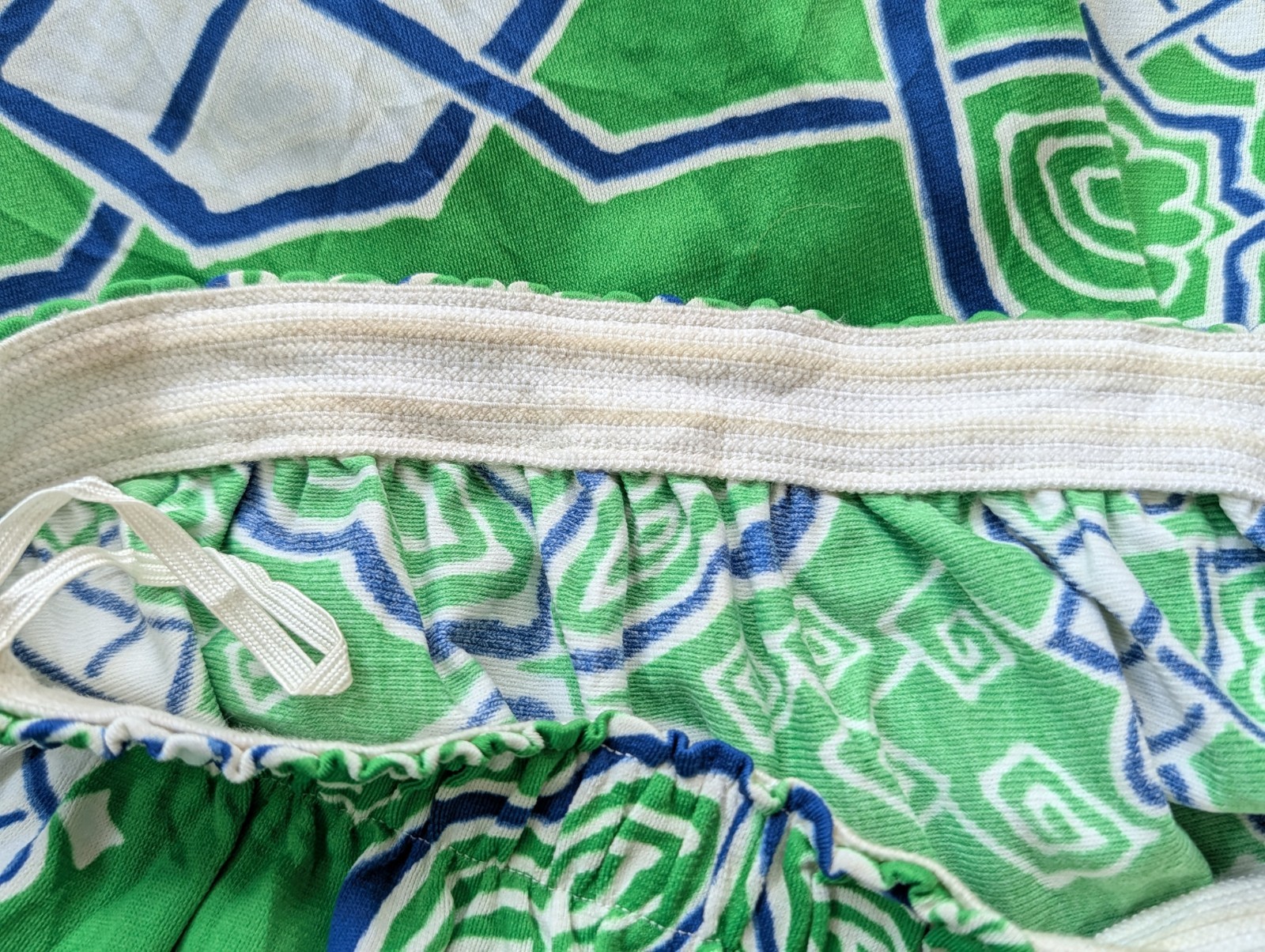 Vintage Nylon Palazzo Lounge Pajama Pants Elastic Waist Lingerie Green Blue M/L