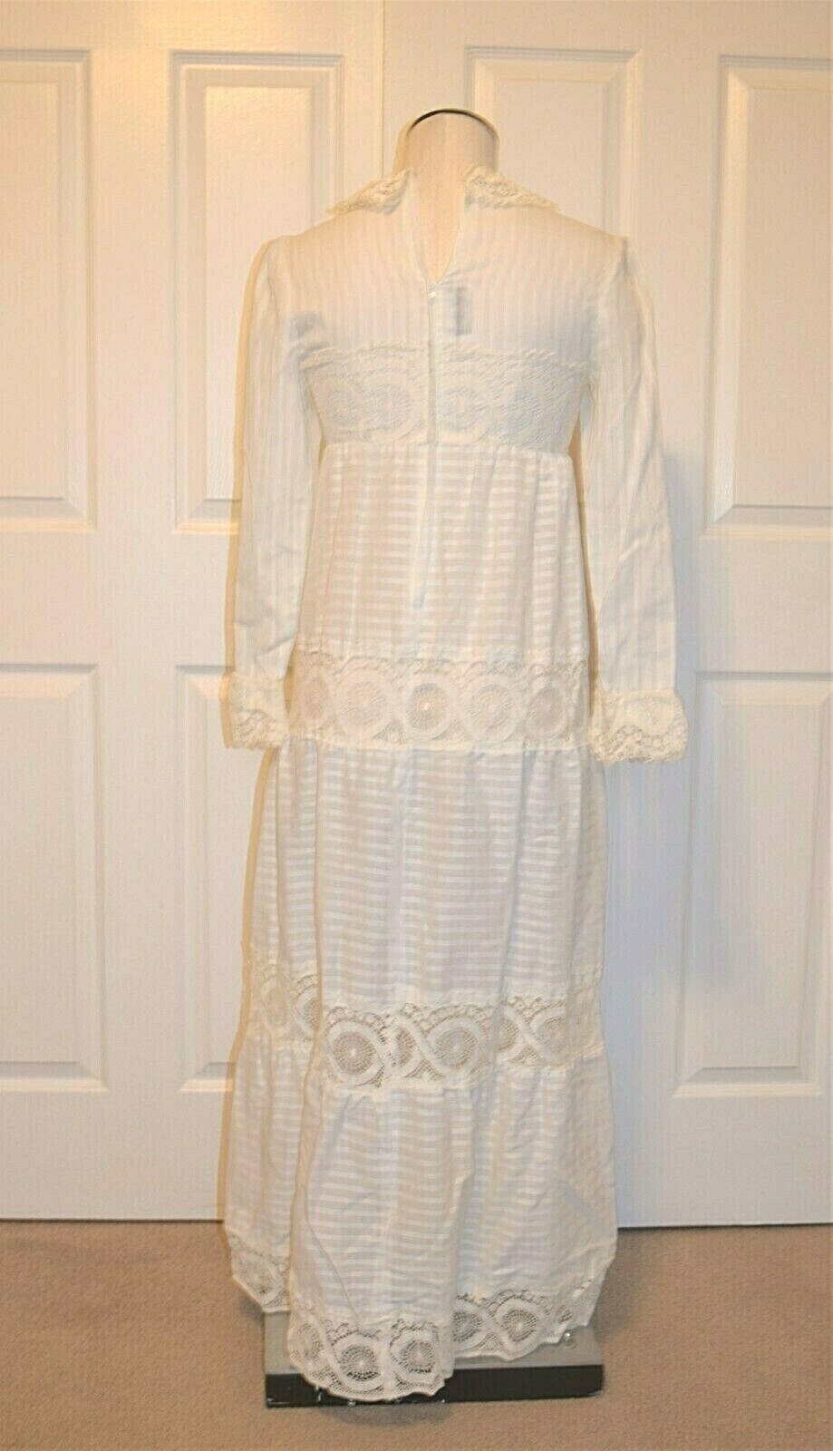 Vintage 1972 California Charmer Maxi Dress & Slip Boho Peasant Prairie Hippie XS
