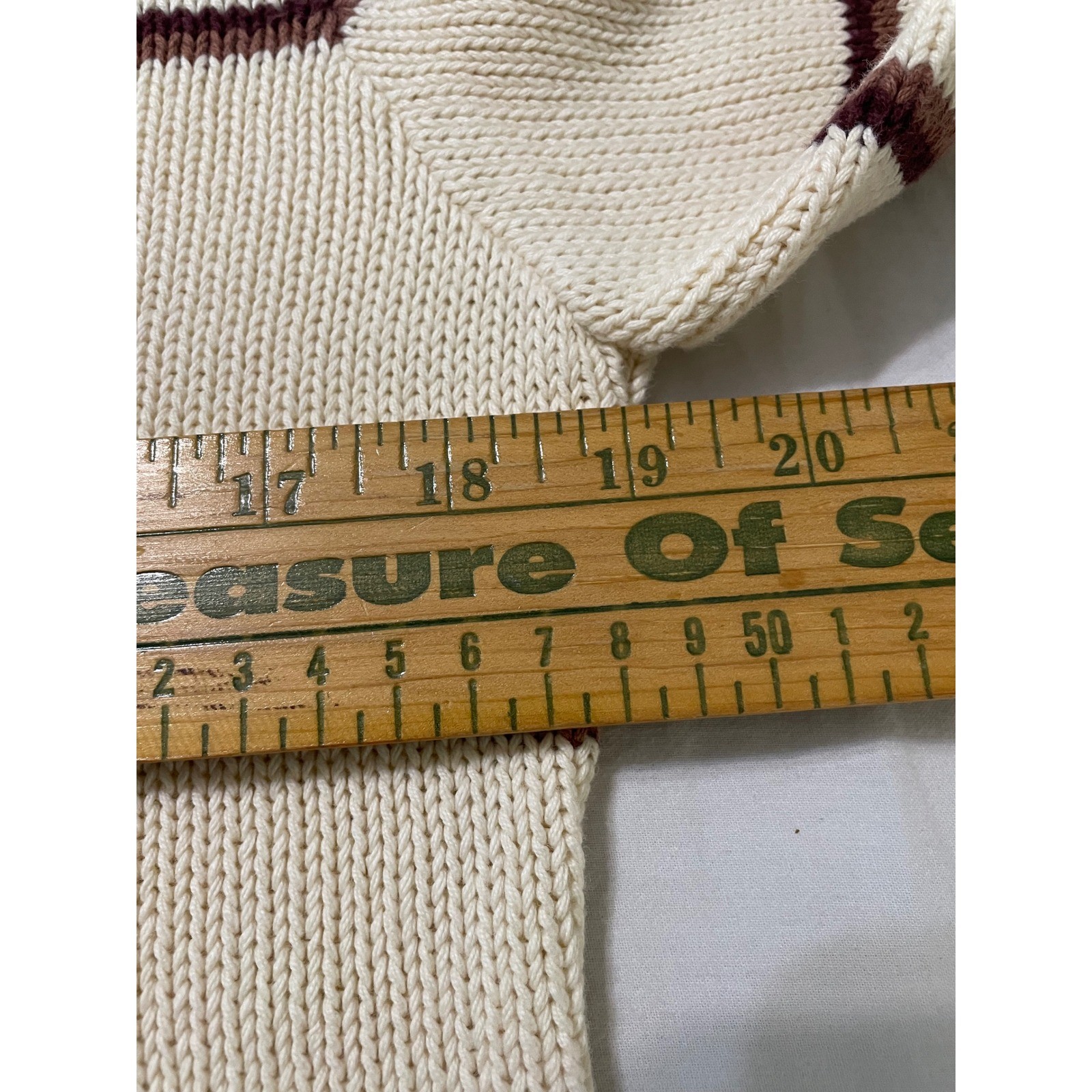 Etienne Aigner Sweater Womens Small Cream Striped Crewneck Knit Pullover Vintage
