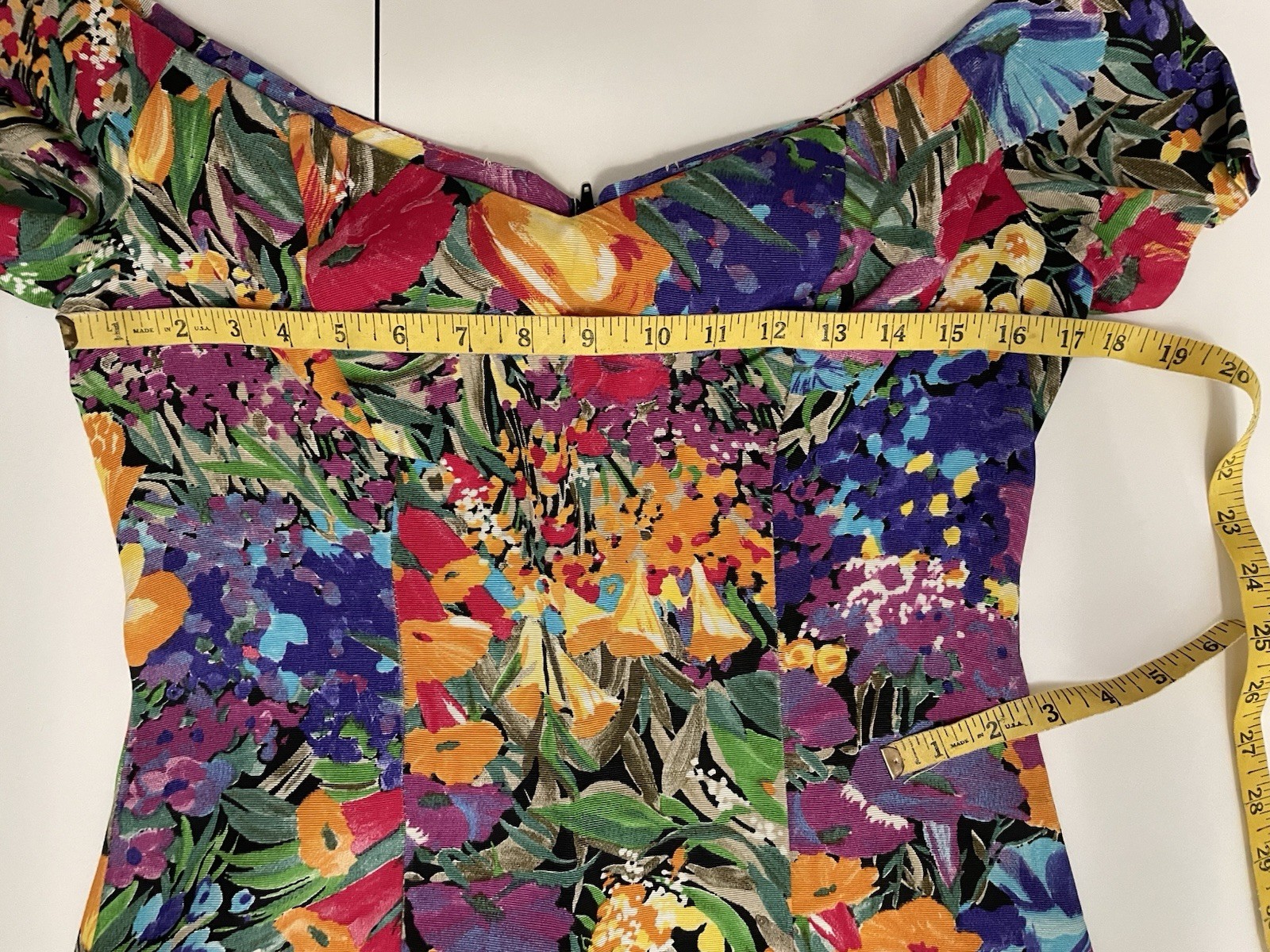 VTG Off Shoulder 90s Floral Wiggle Sheath Pencil New Wave Dress Skirt small