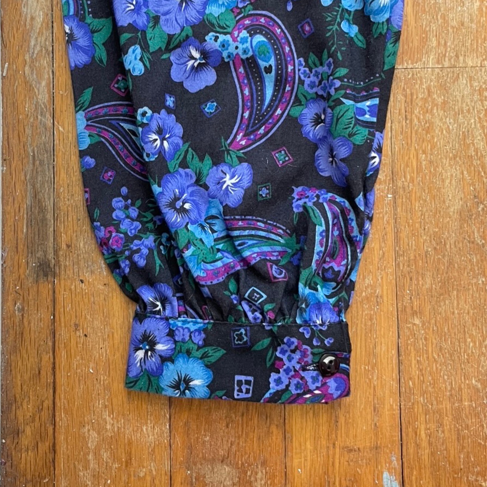 Vintage Floral & Paisley Dress Womens Size Medium 1970s Fine Knit A-Line Midi