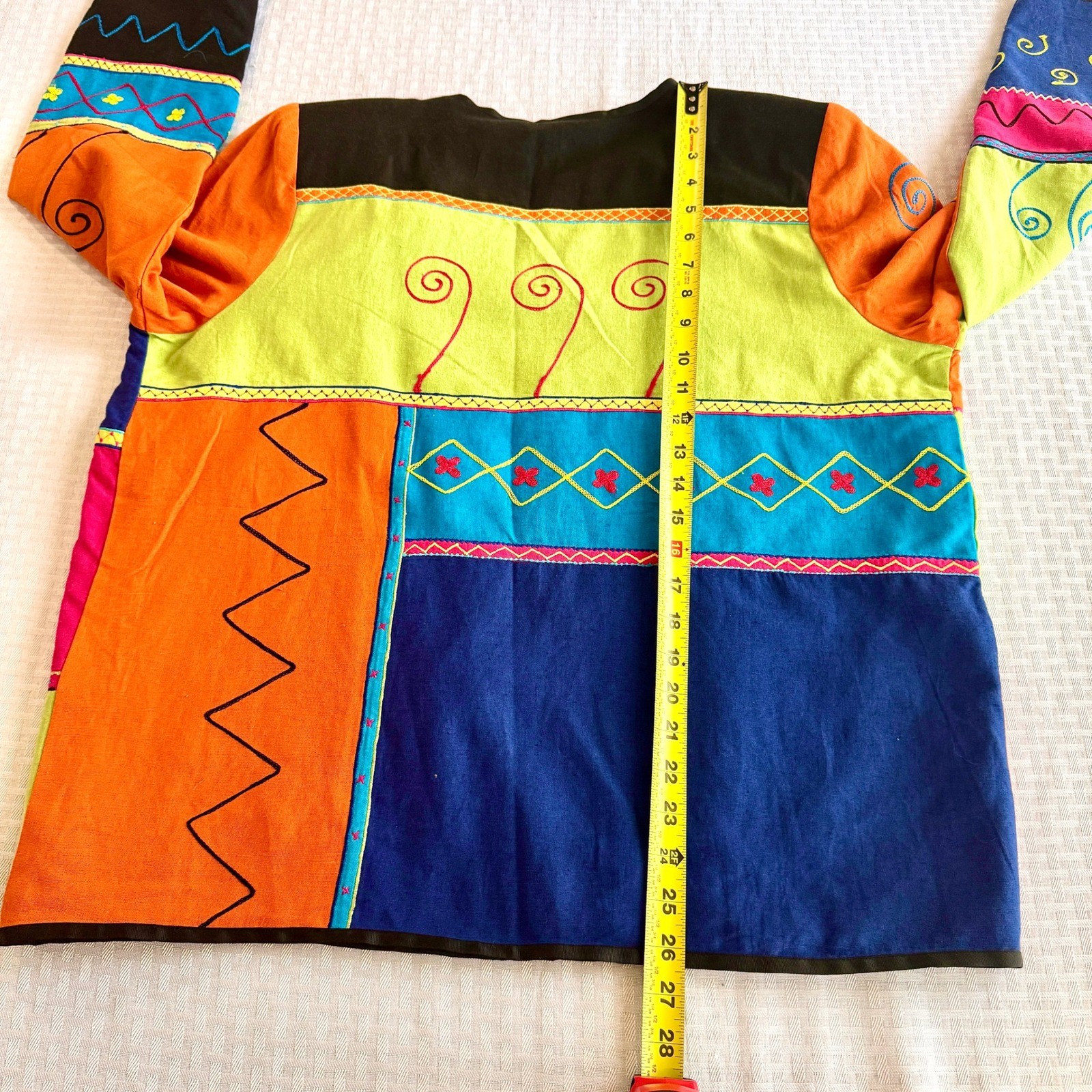 Indigo Moon Vintage Patchwork Jacket Womens Medium Embroidered Wearable Art Boho