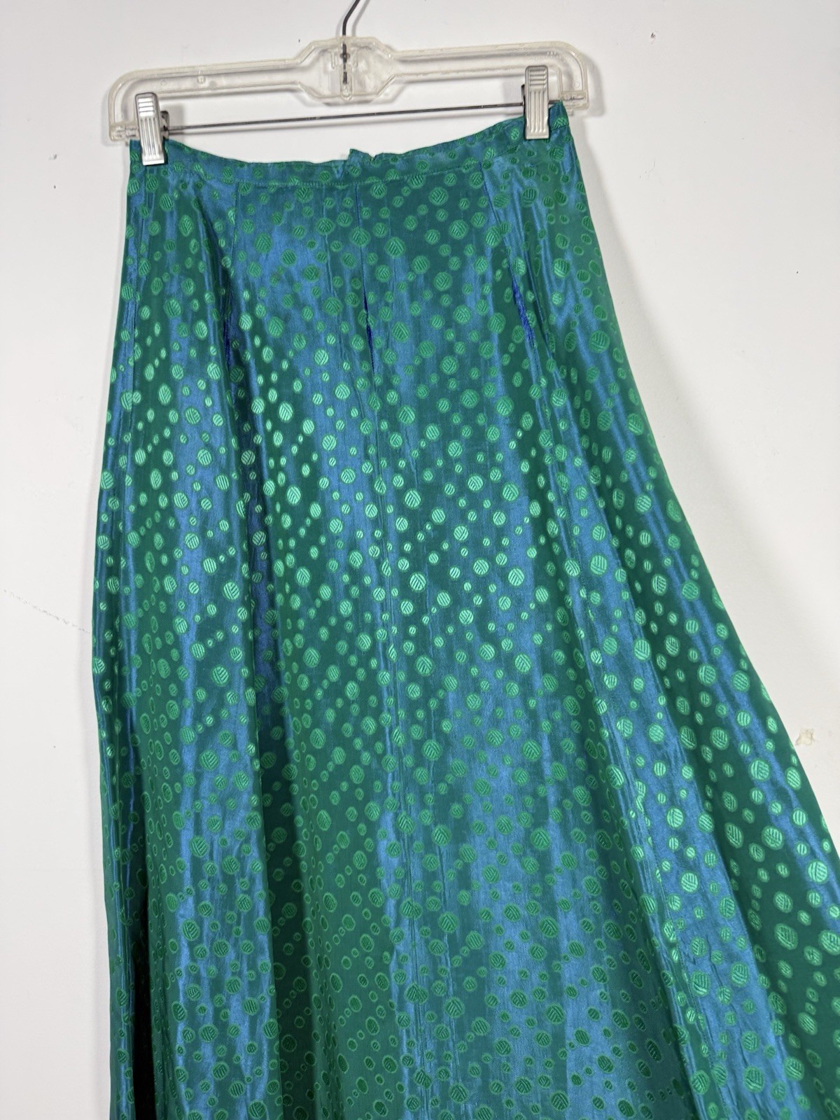 50s vintage skirt true vtg flowing all over print psychadellic pattern green
