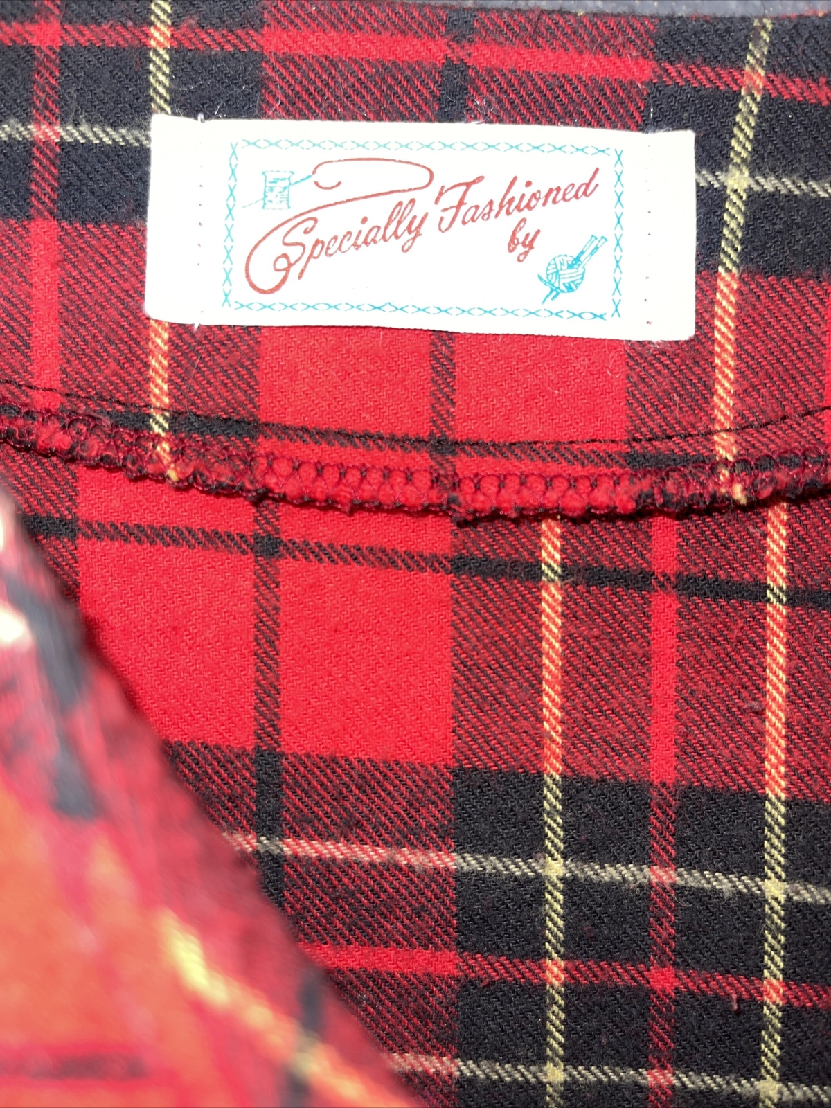 Vtg Hand Made Flannel Night Gown Cottage Core Little Red Riding Hood Costume W