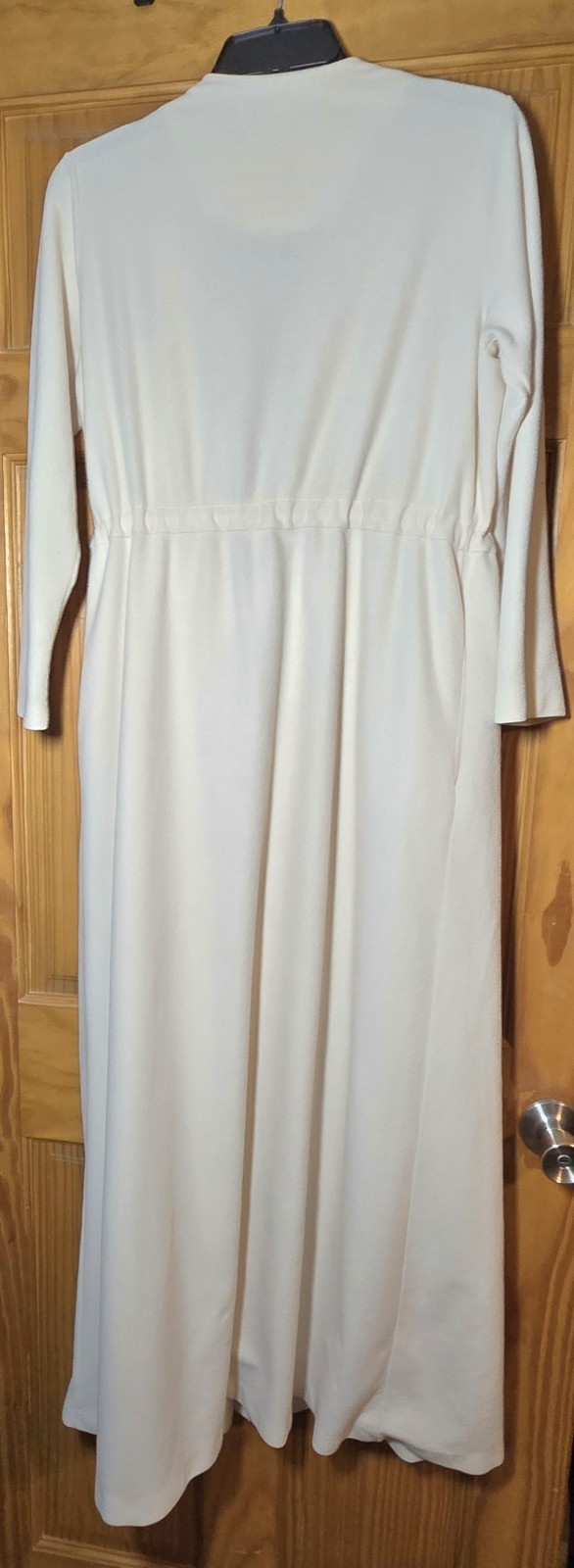 Vintage Sears Best At Home Wear Perma-Prest Robe Embroidered Floral Cream Maxi M