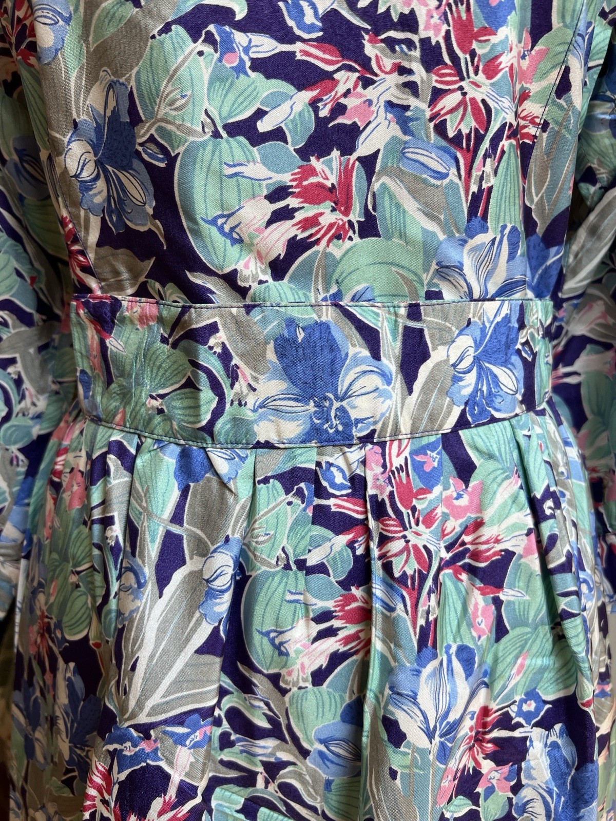 Rare Vintage Liberty of London 100% Silk Floral Print Dress UK 12 US 8 w/ Belt