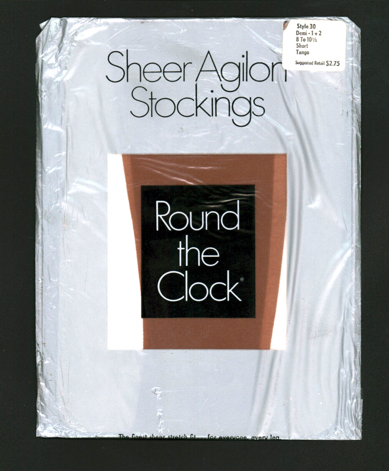 Round The Clock Agilon Nylon Garter Stockings Sz 8 – 10 1/2 Short Tango Md Beige