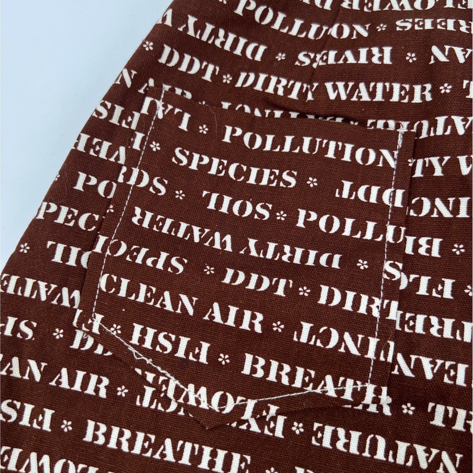 Vintage 60s or 70s Skort Skirt Shorts Brown Activist Words Protest Miniskirt