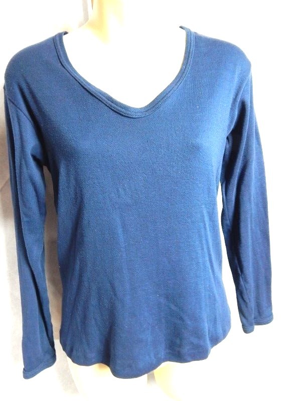 Vintage USA Sportique Navy Sport Thin Tee Shirt Blouse Northern Soul Mod Boho M