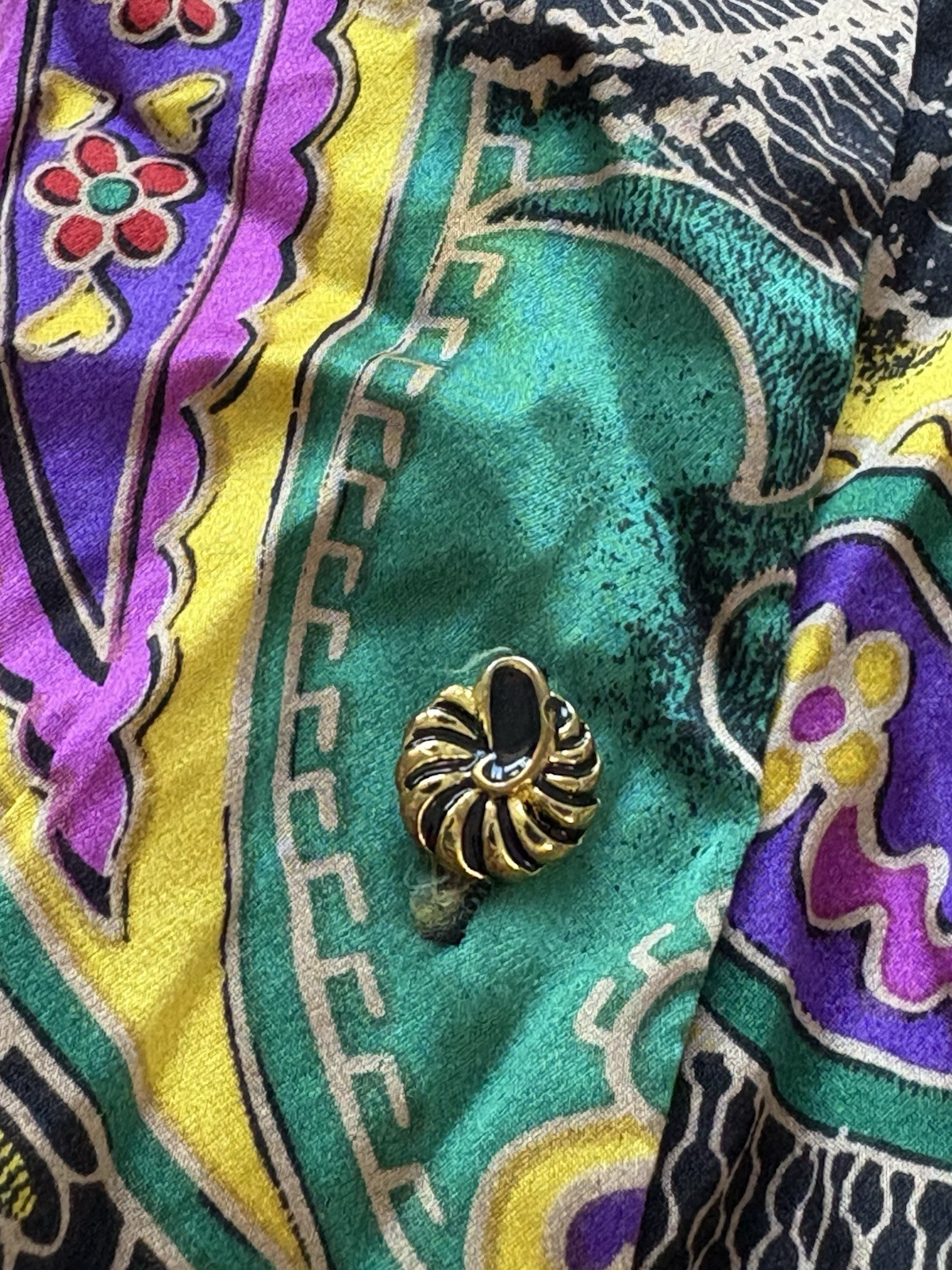 Vintage Jerri Sherman Collection Floral Paisley Multicolor Silk Shirt Blouse Top