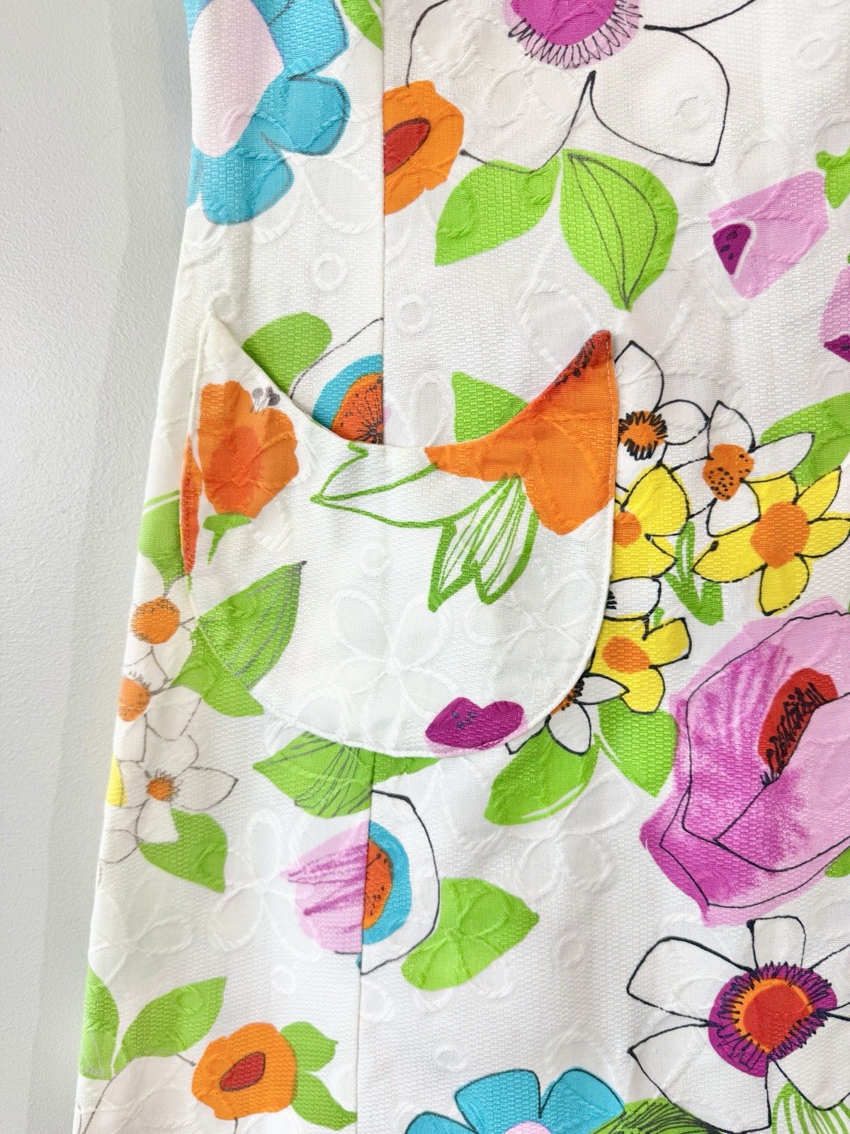 Vintage 1960s Shift Dress Flower Power Mod Hippie Cotton 60s Rainbow Medium