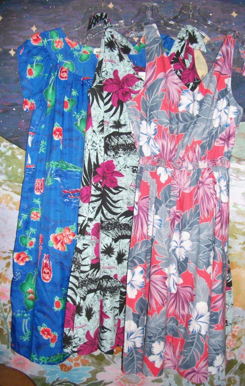 Vintage Hawaiian Dress Lot Hilo Hattie Made in Hawaii 80s Flowers Tiki Islands