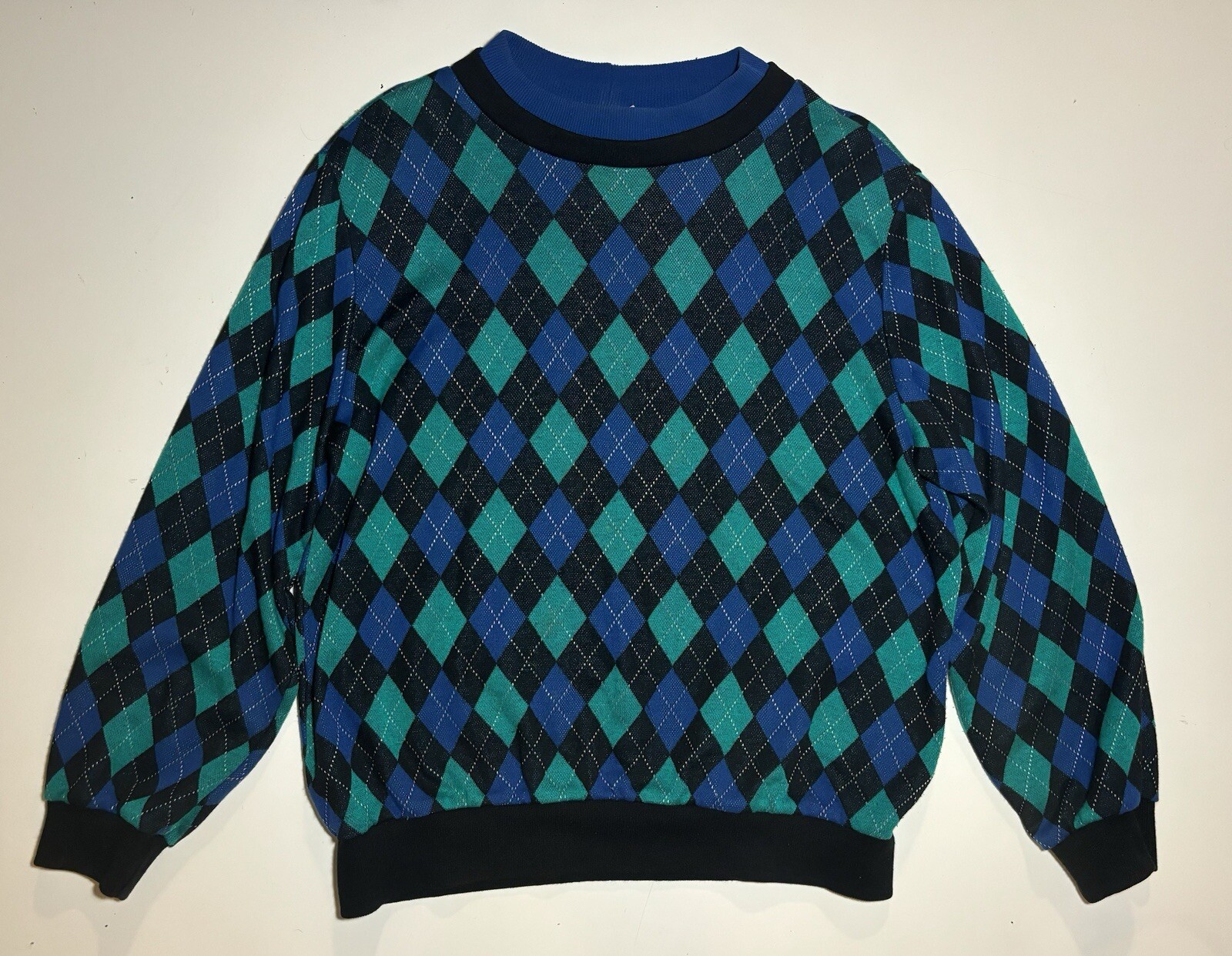 VTG 80s 90s Cape Cod Argyle Sweater Double Collar Librarian Geek Nerd Womens M