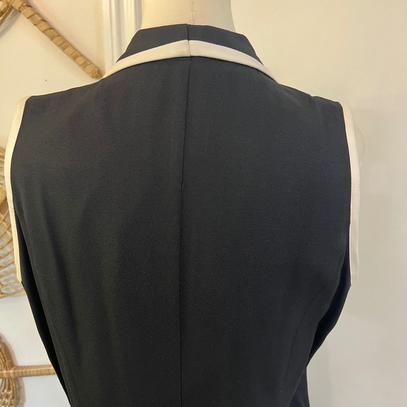 Vintage Danny & Nicole Black Rayon Tuxedo Maxi Dress Double Breasted Size 14