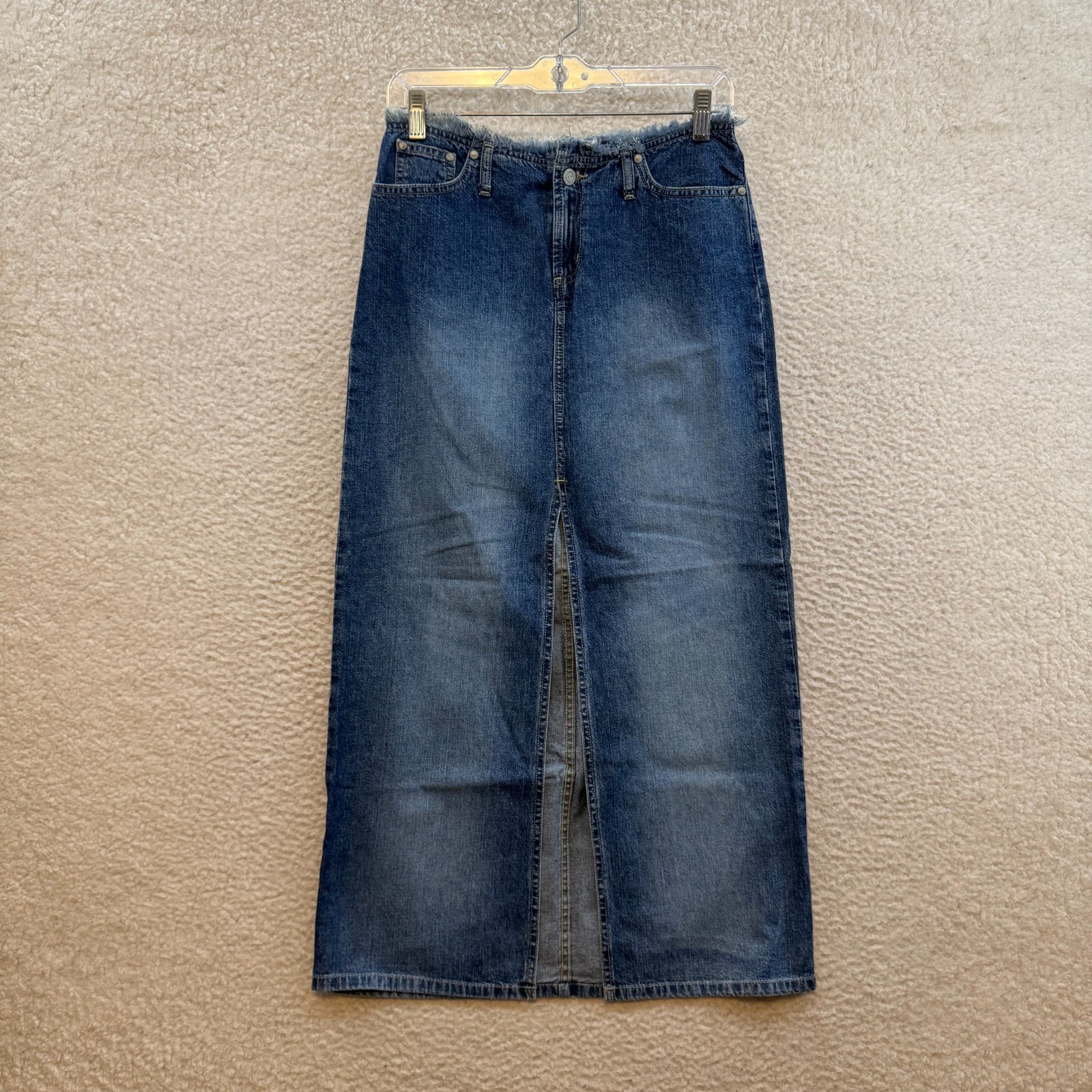 Y2K Vintage Paris Blues Denim Midi Skirt 2 4 25 26 Western Prairie Boho Fairy
