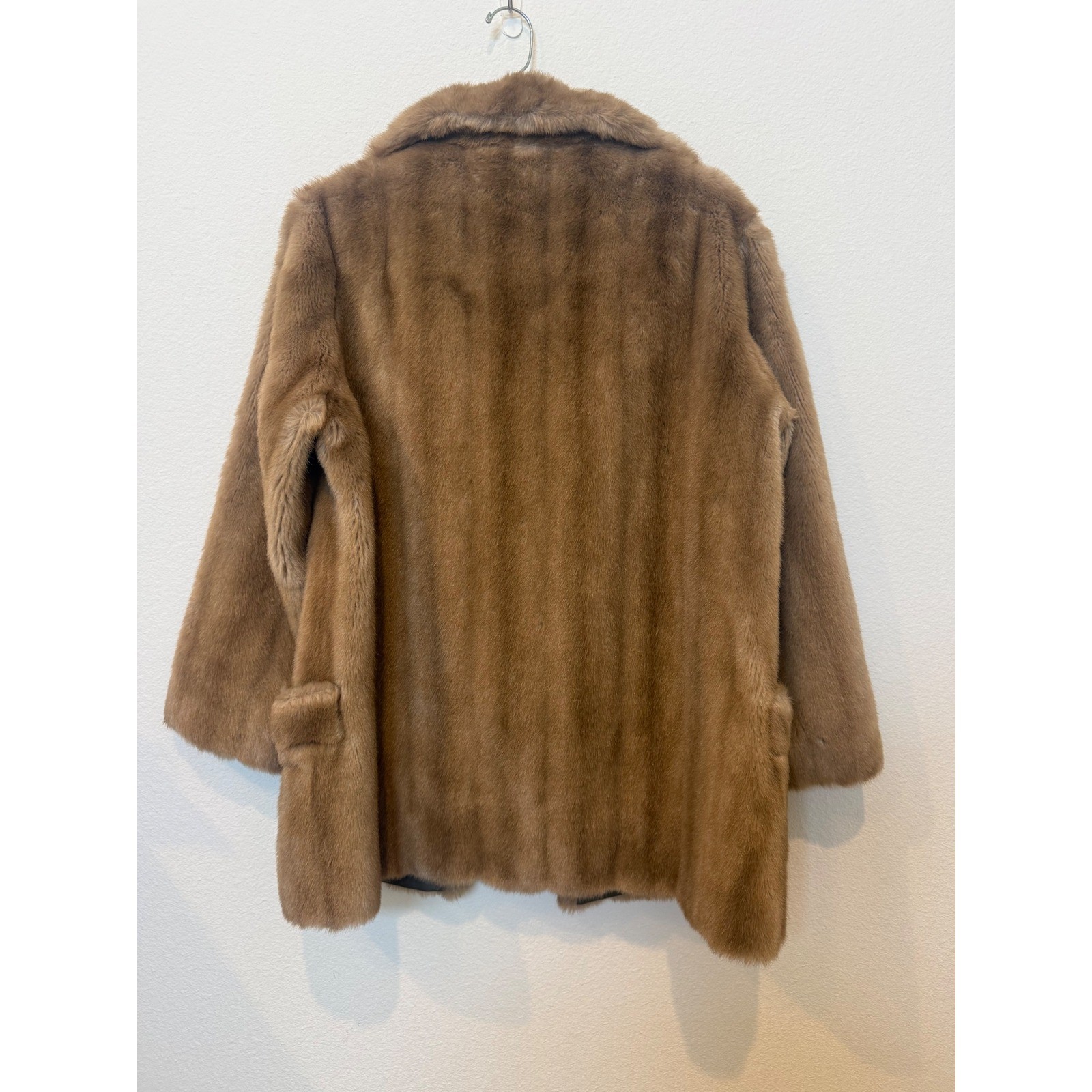 Vintage Russel Taylor Mincara Faux Fur Coat Brown Mid-Length Button Front Jacket