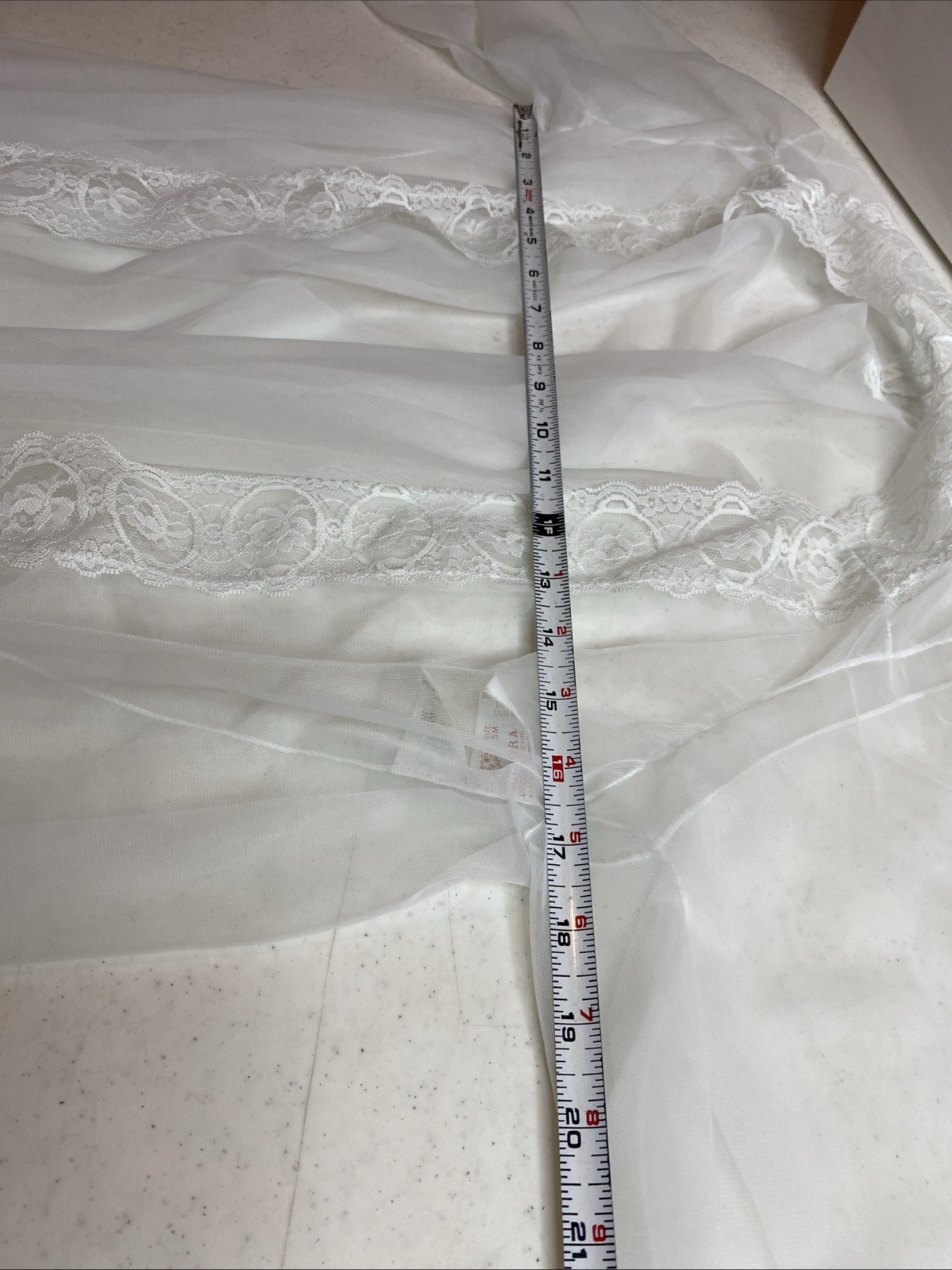 VTG Pandora Chic Sheer White Chiffon Nylon Robe Lingerie California Made S/M