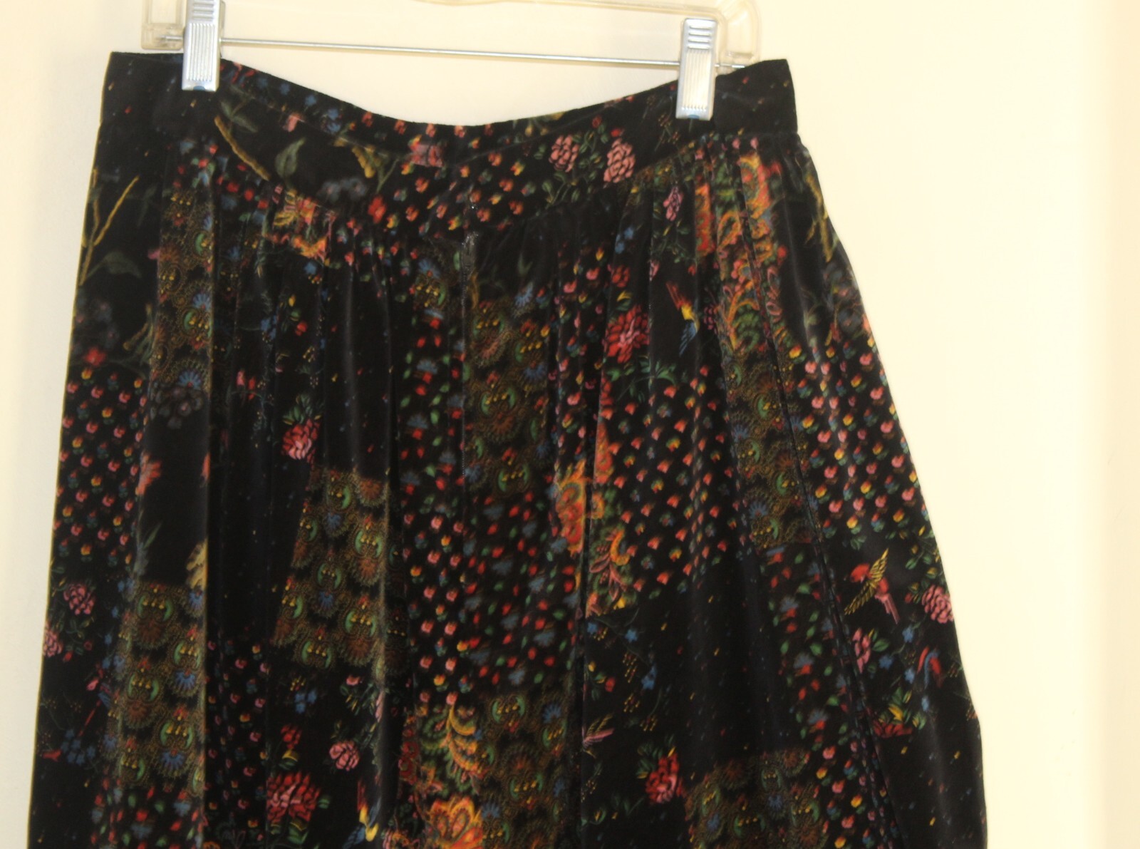 Estate Vintage Hand-Made Velvet Patchwork 28″ Waist M 8 10 Long Gypsy Skirt