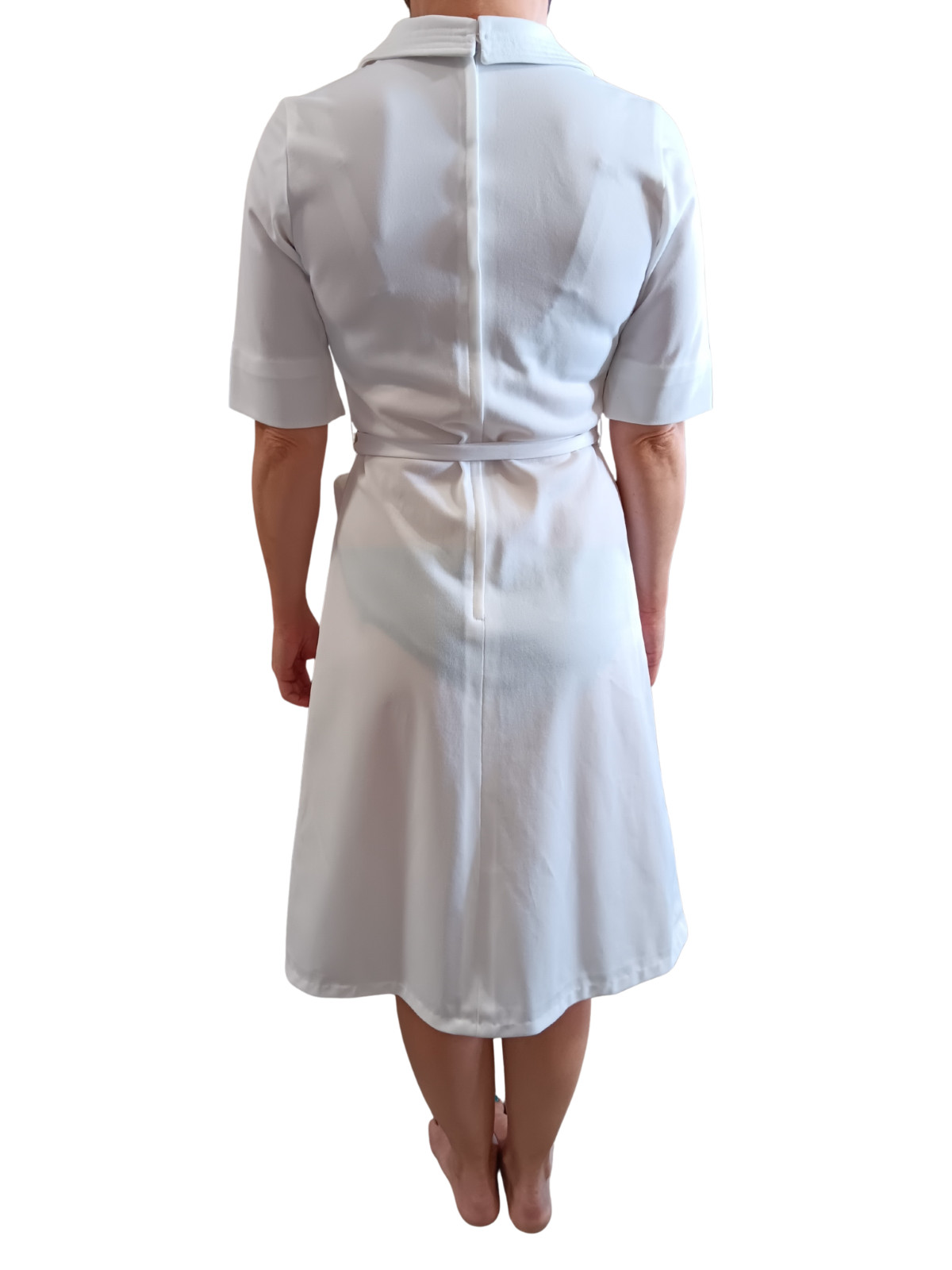 Vintage White Shirtdress Preppy Belted Dress Pockets 60s 70s
