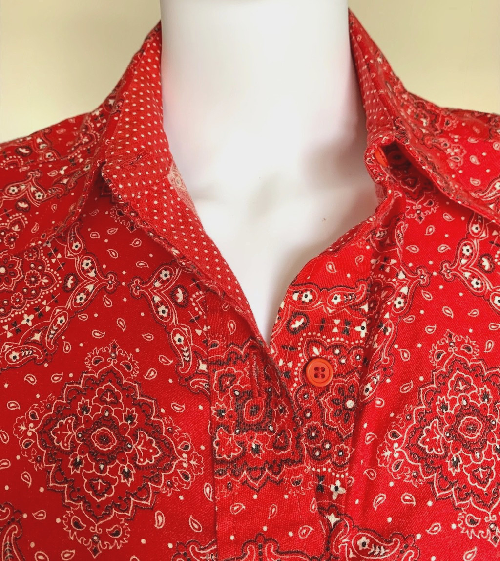 Rare 1970s vintage Geoffrey Beene Bazaar Bandana print Boho Prairie Maxi Dress S