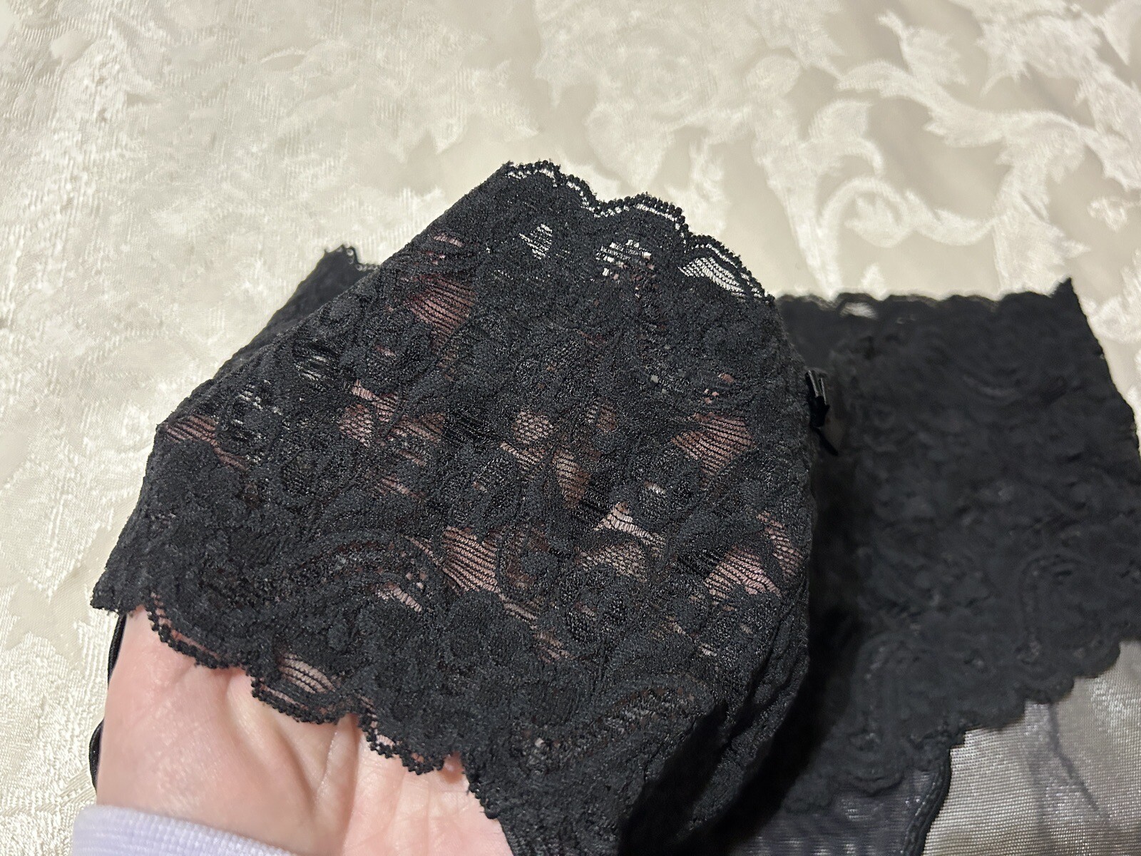 Vtg USA VICTORIA’S SECRET Gold Label Lace Sheer Mesh Sz L / 7 Black Panties