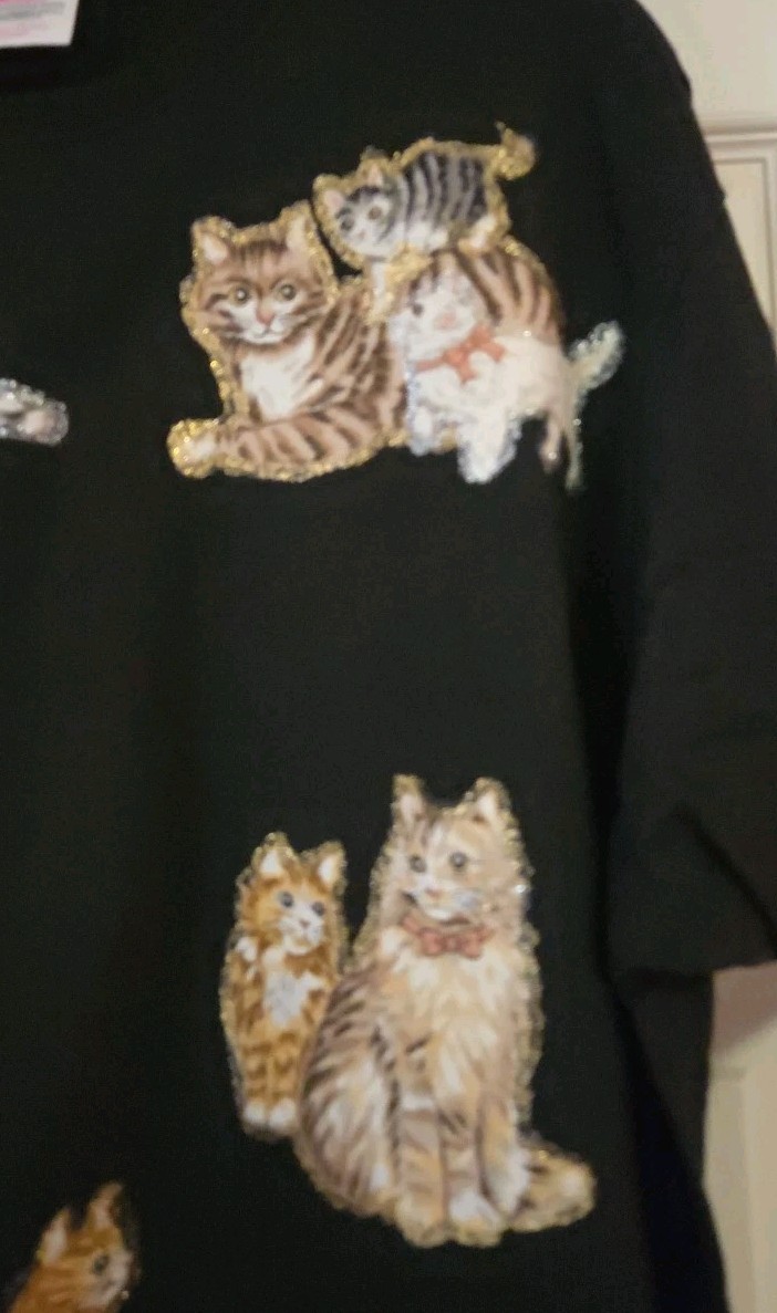 Vintage Womens Cat Dog T Shirt Size XL Granny 90s Made In The USA