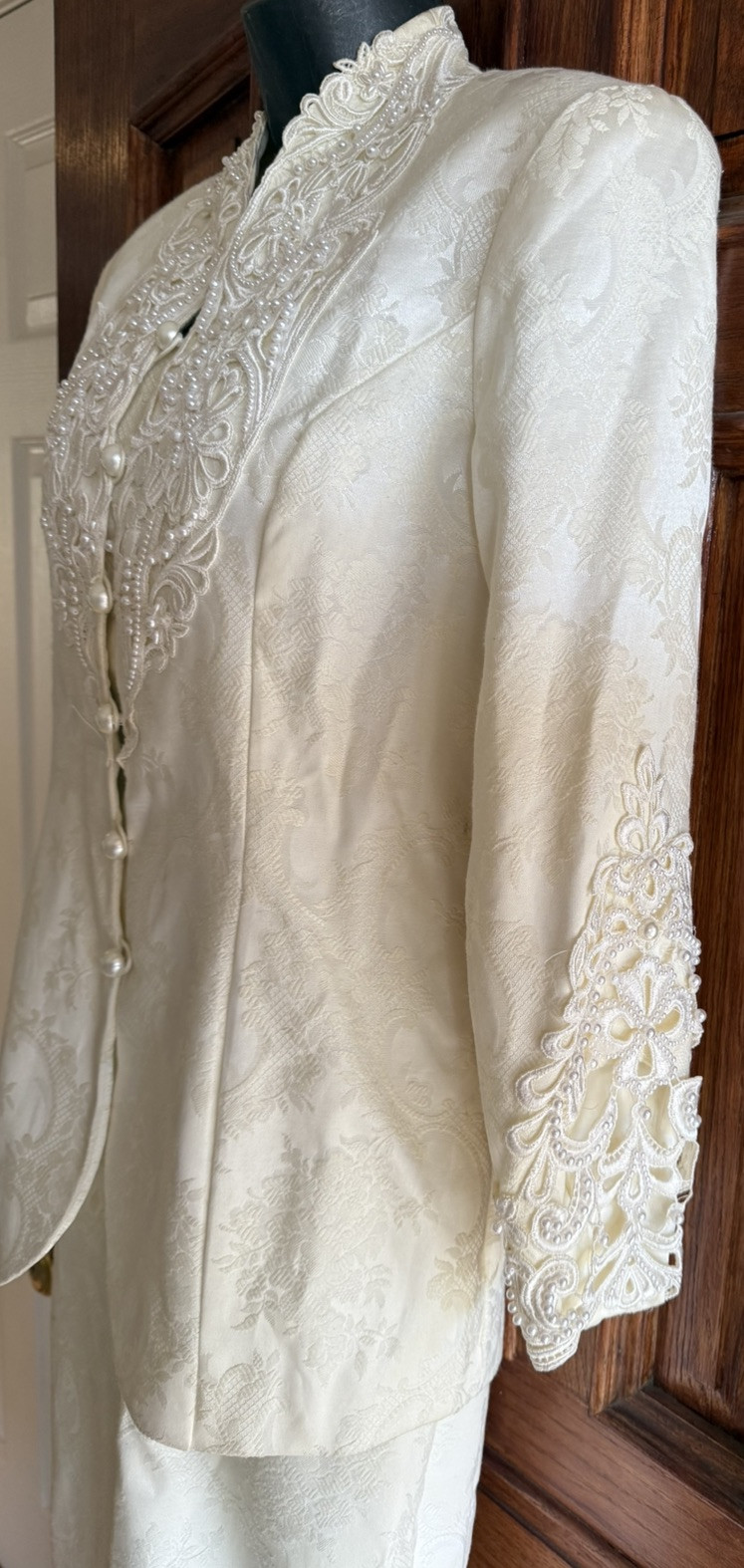 VTg. Jessica McClintock Bridal Suit Small Cottagecore Wedding Ivory Jacquard