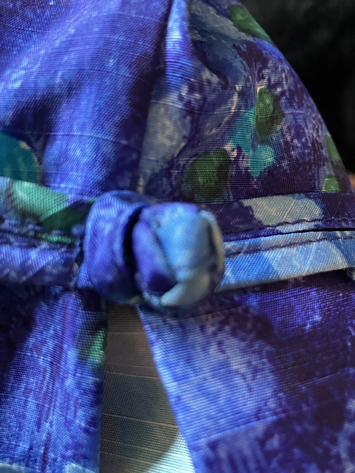 Vtg 60’s Richard Douglas Hawaii Maxi Dress Blue Floral Cheongsam Wiggle Sateen S