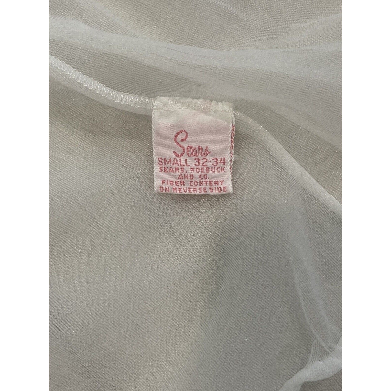 Vintage 1960s Nylon Lace Nightgown Robe Peignoir Set White Sears Roebuck Small