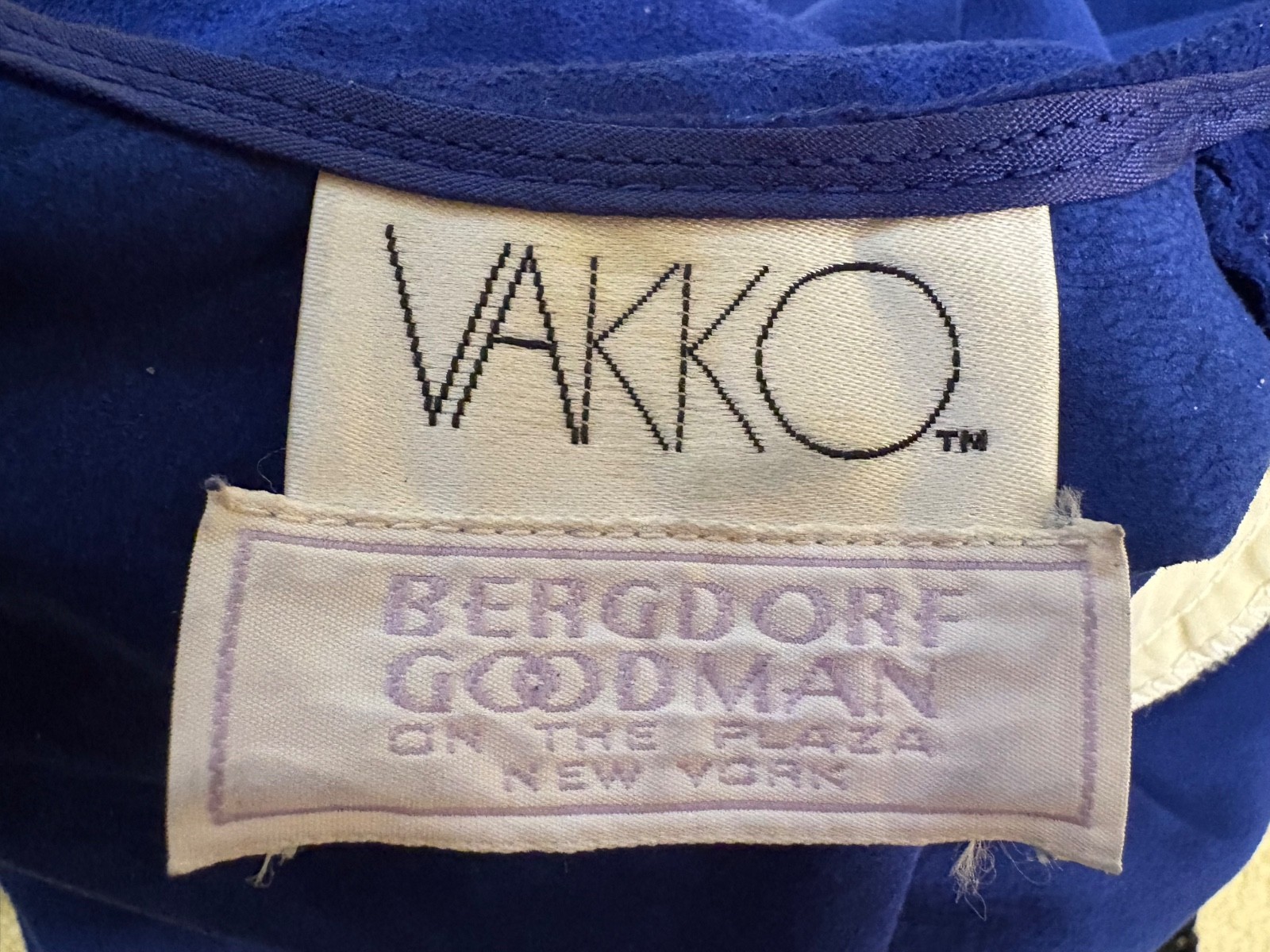 Vakko 1980’s Royal Blue Suede Dress for Bergdorf Goodman size L