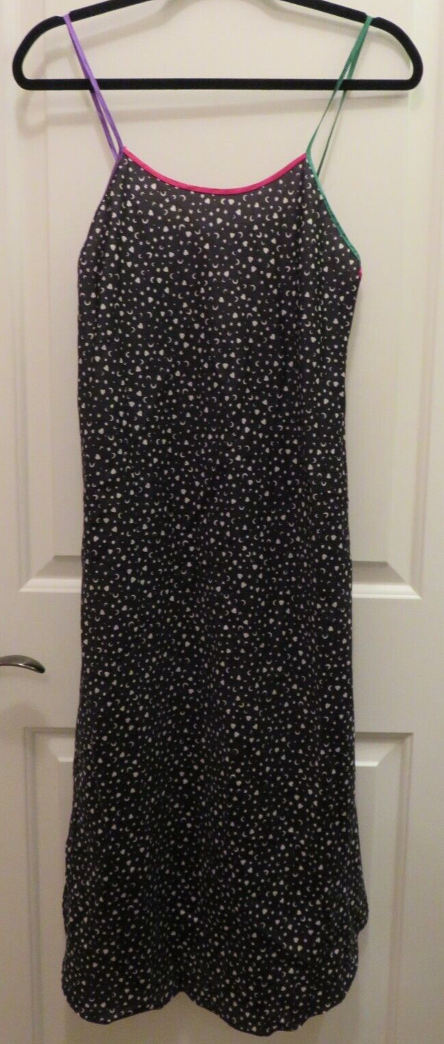 VTG ETAGE BY BRANDYWINE BLACK WHITE PRINT Slip Dress Nightgown Womens Size SMALL