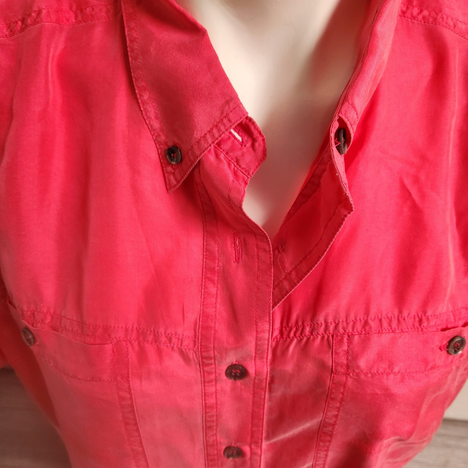 Vintage The Silk Collection Button Front Shirt Pink Size 16 Delicate Lightweight