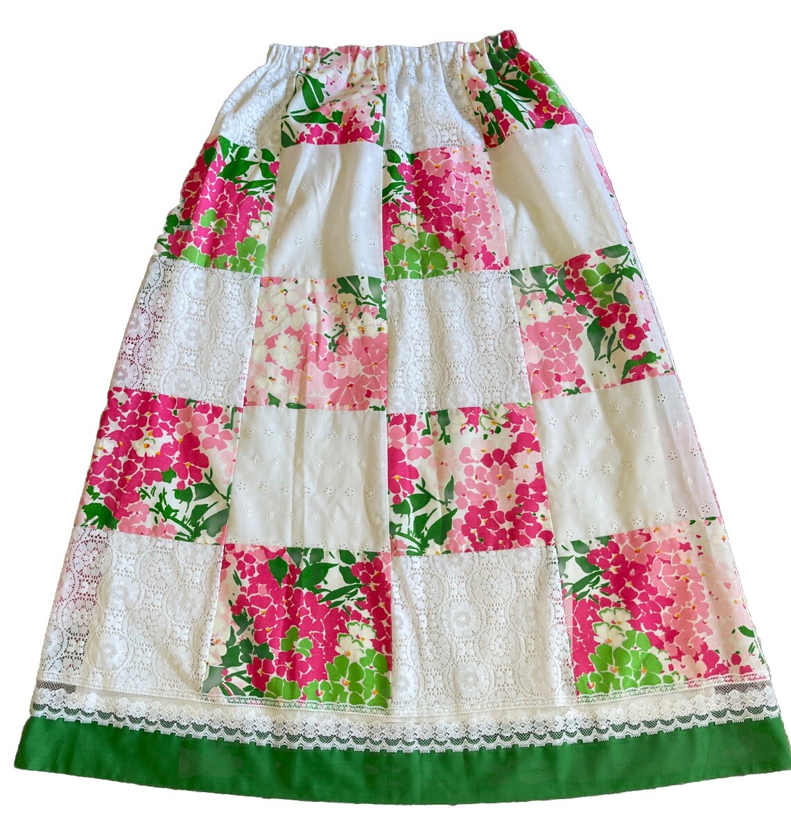 VTG Tumbleweeds Skirt Maxi Prairie Boho Lace Patchwork Pink Eyelet