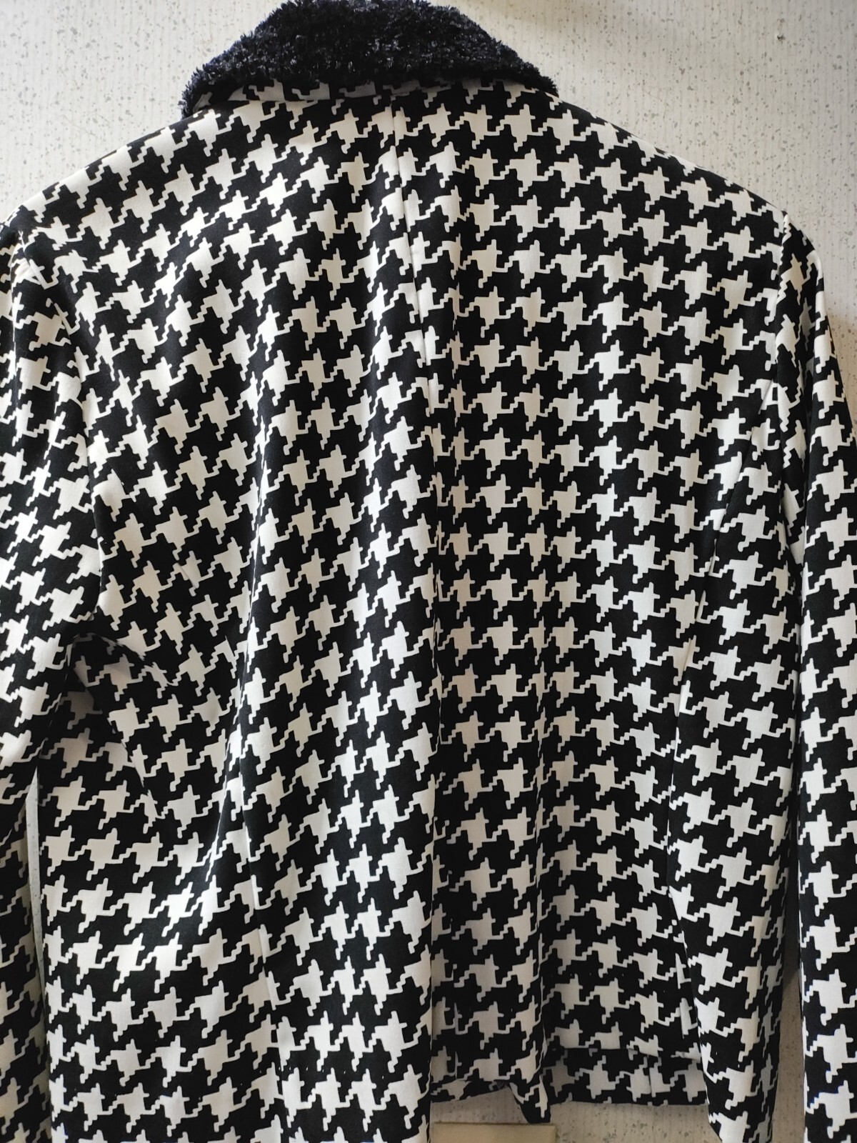 Vintage Pine Cove Houndstooth Jacket Zip-up Women’s 8 Fuzzy Collar Y2K 90s Clean