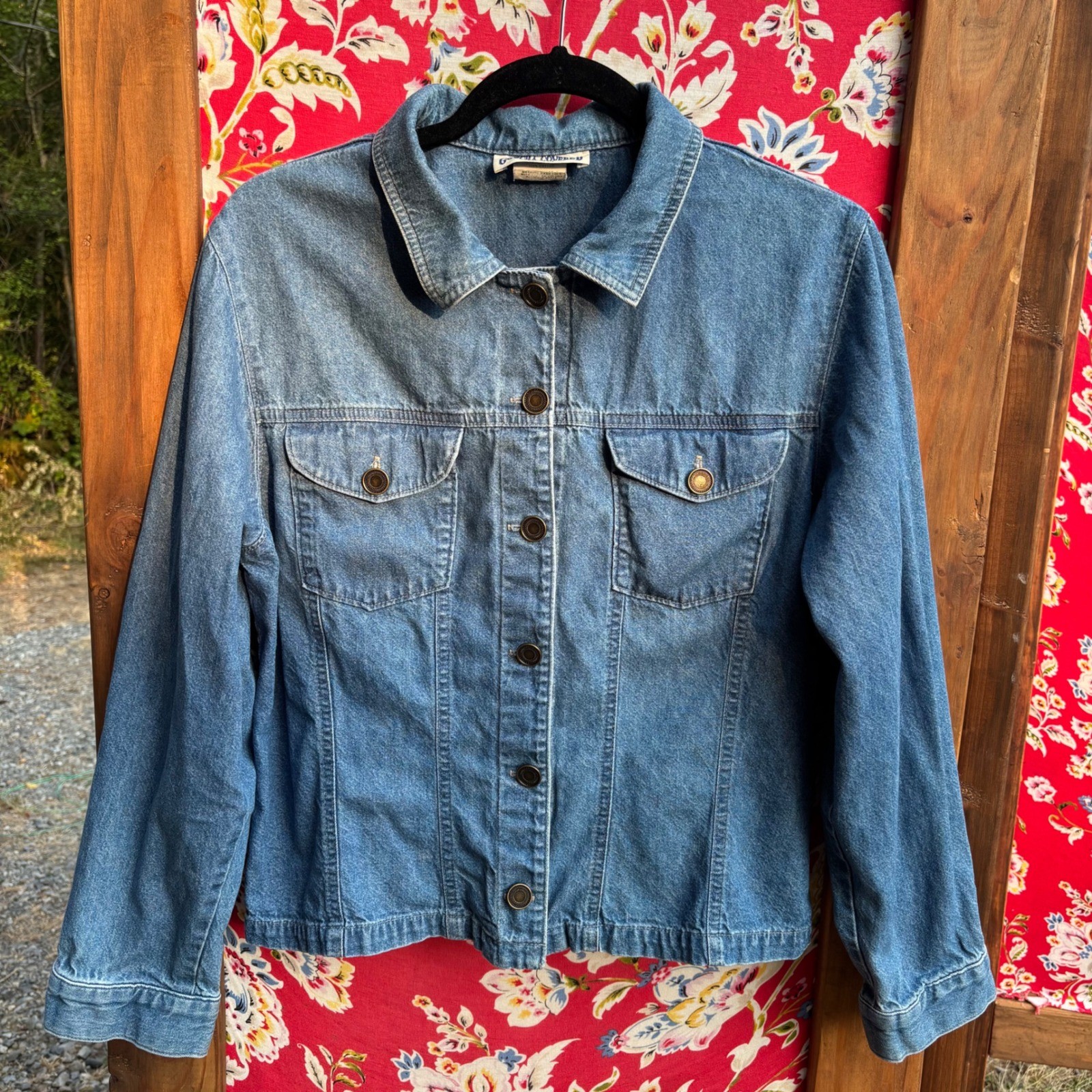 Vintage Denim Button Front Oversized Shirt Jacket Women’s Size M