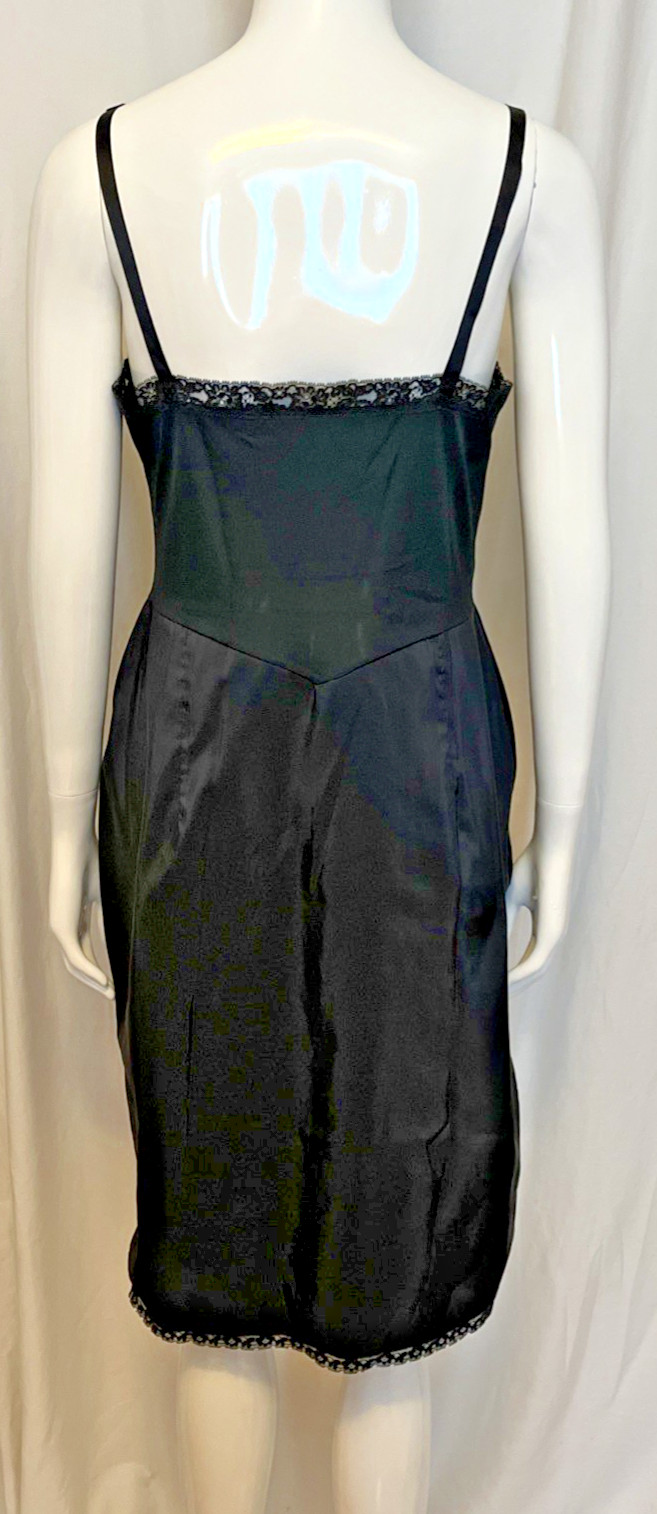 Vintage Adoria Black Slip Lace Bodice Nylon Skirt Rustles Nylon/Poly Size 36