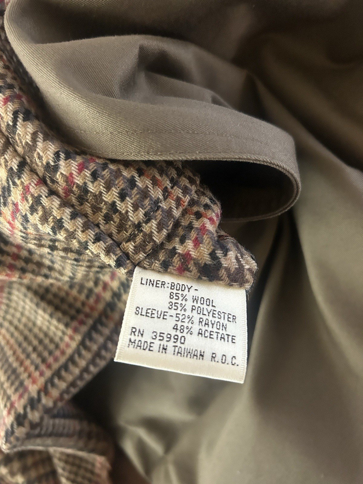 VTG Evan Picone Trench Coat Brown Removable Wool Blend Liner M/L Double Breasted