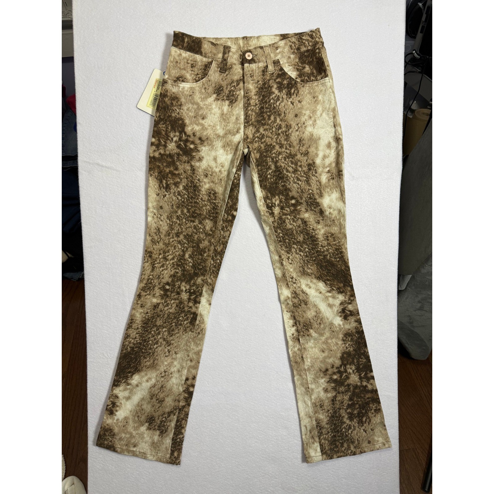 Cover Vintage Cow Print Jeans Brown Cream Made in Italy Deadstock Size 30