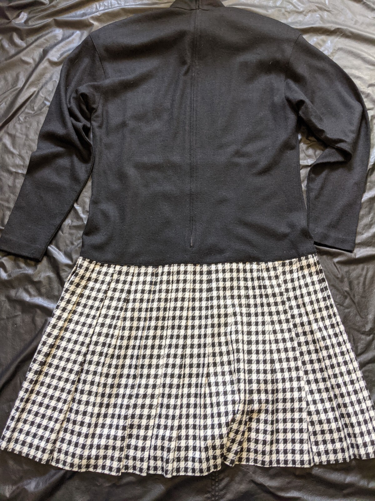 Vintage Talbot’s Donna Rico Dress Black White Houndstooth Drop Waist Size 8 Wool