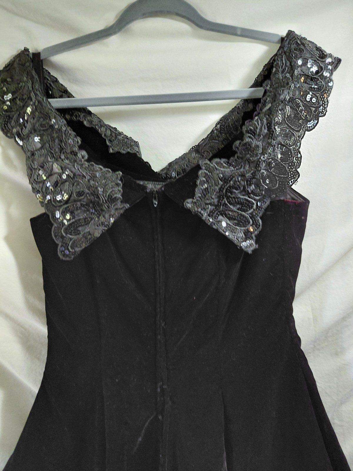 Vtg Karen Lucas For Nikki Size 10 Blk Sheath Velvet Dress Peplum Prom Blk Dress