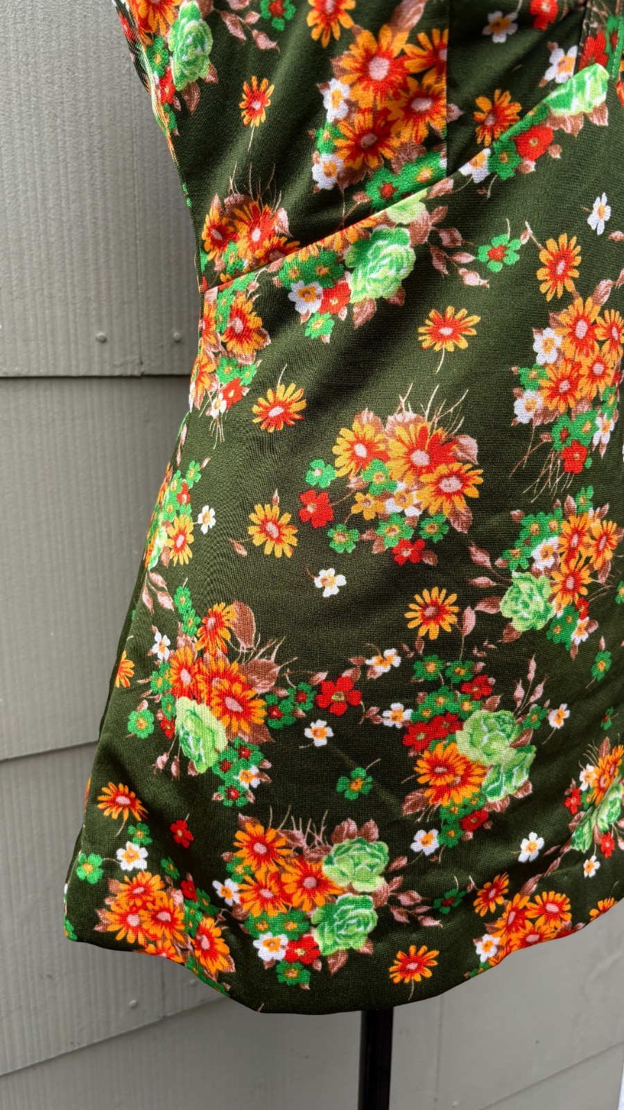 vtg 50s 60s MCM Pinup Whimsical Fairy Floral Babydoll Tank Top Metal Zipper Back
